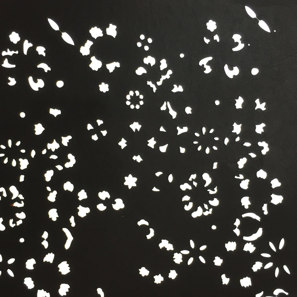Antique Japanese Katagami Kimono Stencil Katazome Meiji Flower Design 4Y407