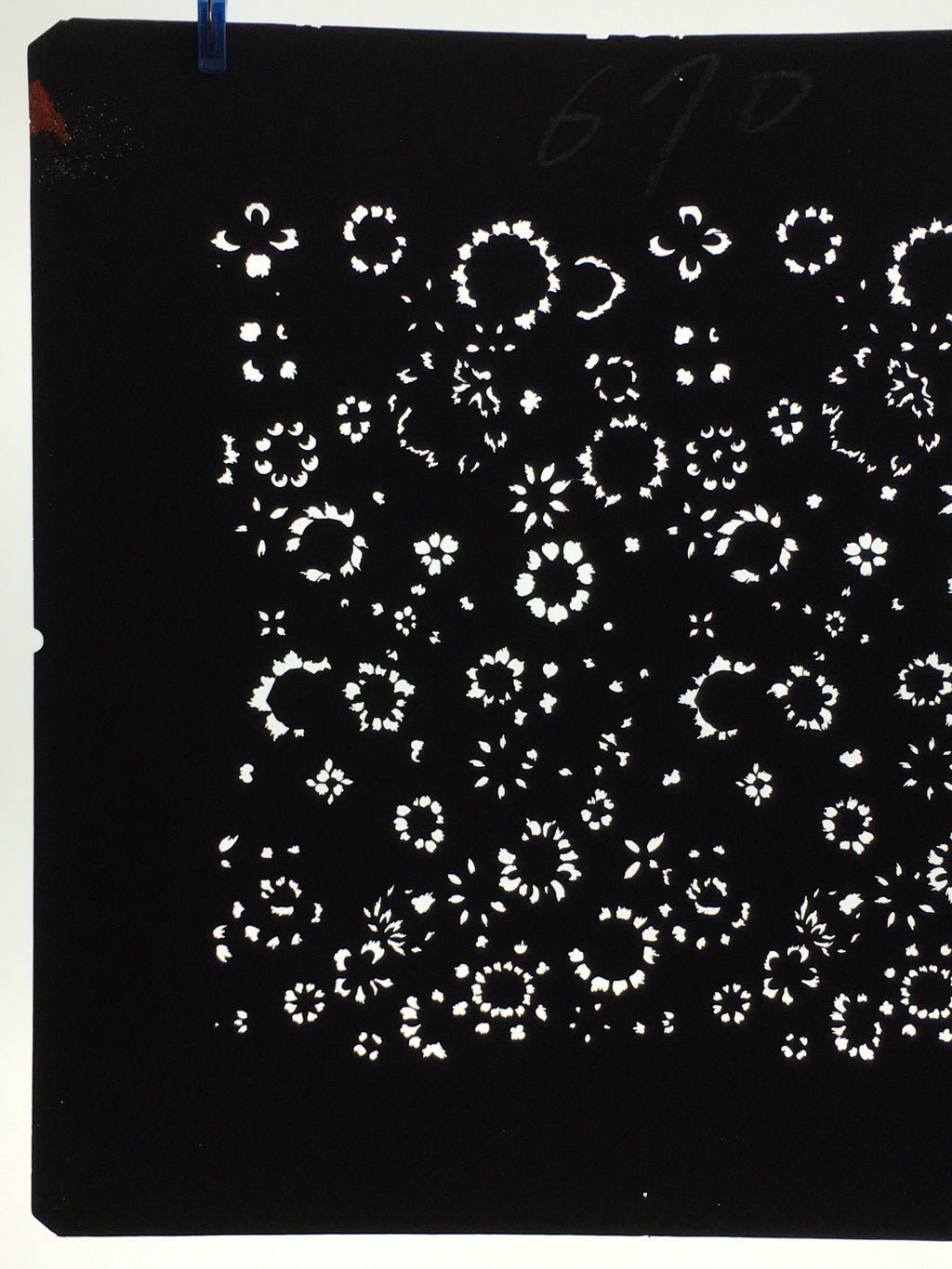 Antique Japanese Katagami Kimono Stencil Katazome Meiji Flower Design 4Y408