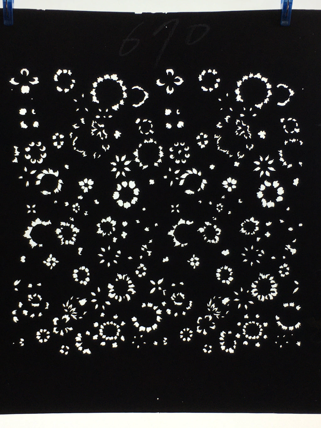 Antique Japanese Katagami Kimono Stencil Katazome Meiji Flower Design 4Y408