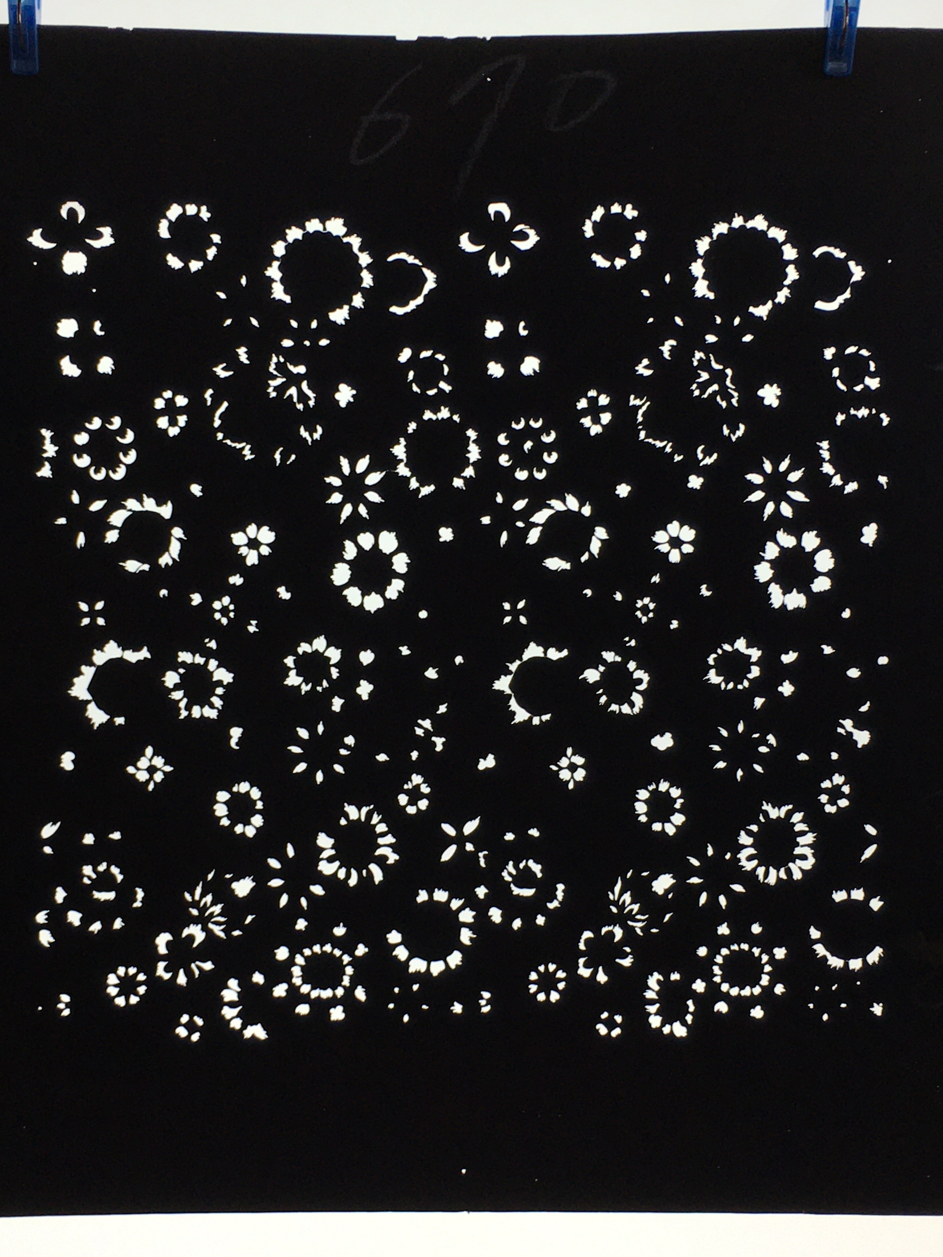 Antique Japanese Katagami Kimono Stencil Katazome Meiji Flower Design 4Y408