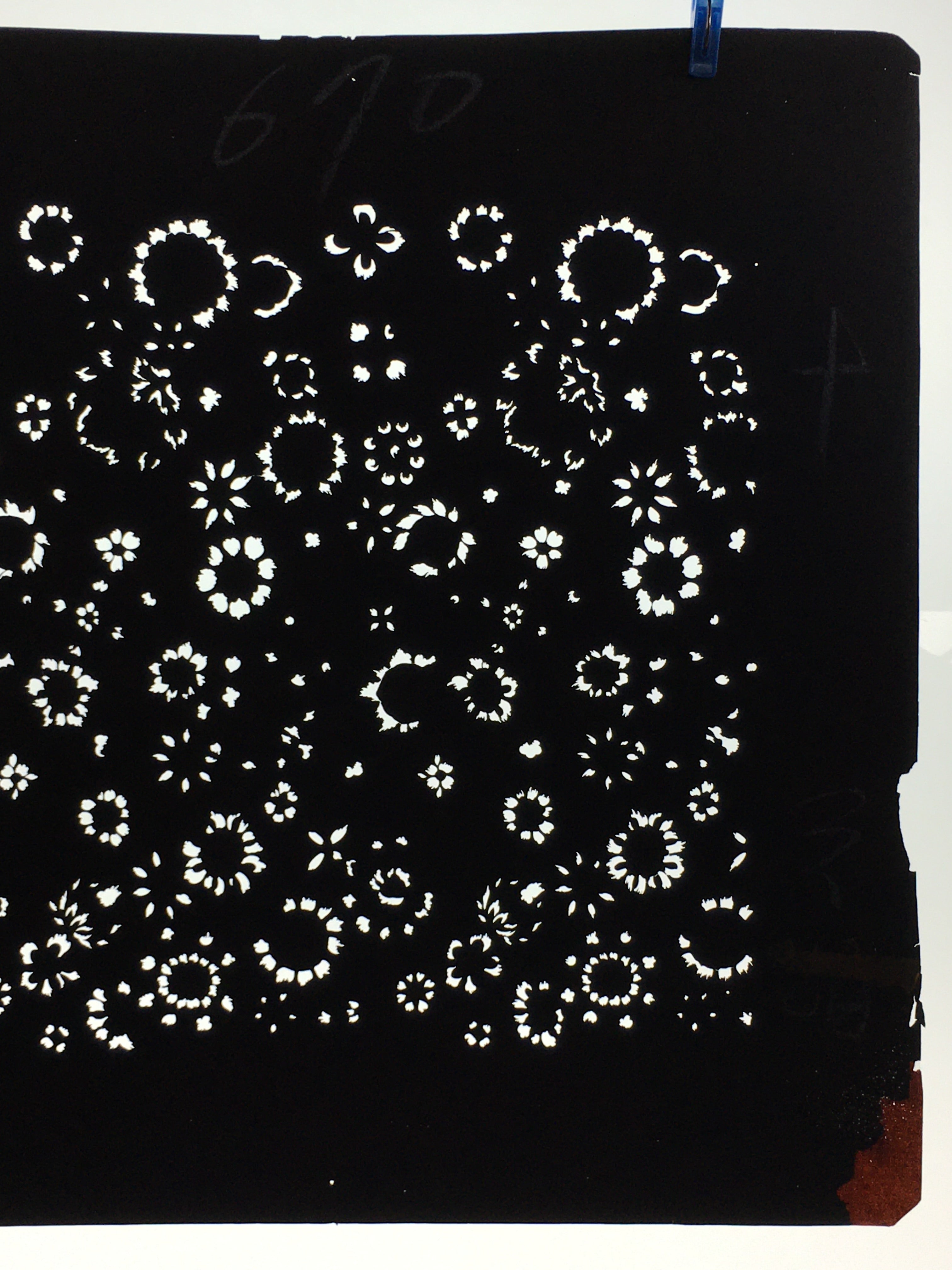 Antique Japanese Katagami Kimono Stencil Katazome Meiji Flower Design 4Y408