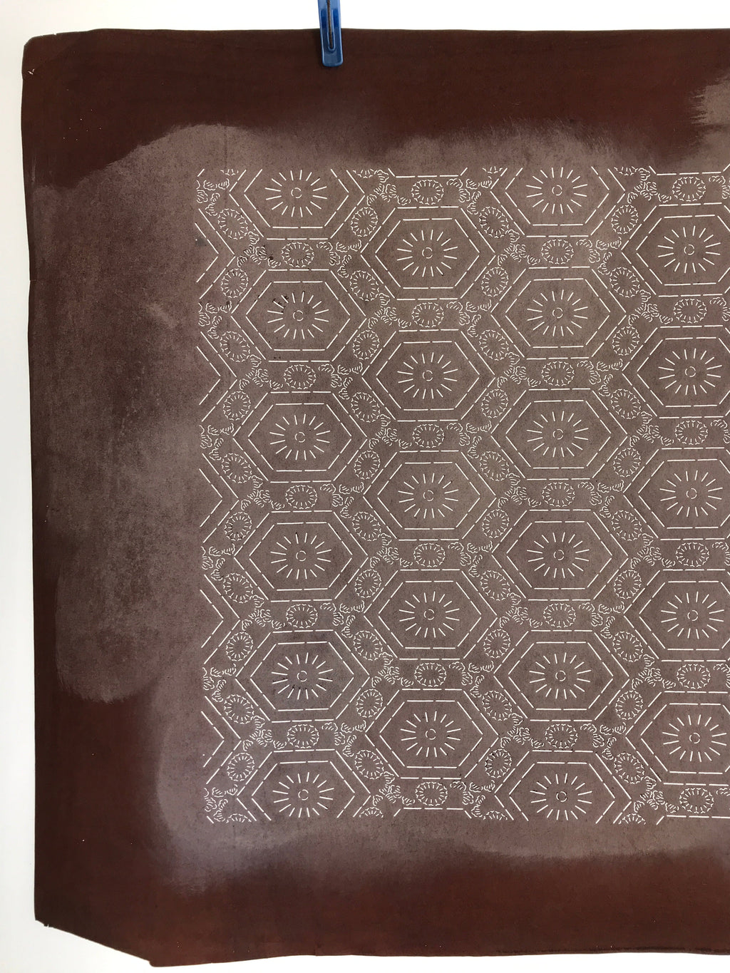 Antique Japanese Katagami Kimono Stencil Katazome Meiji Flower Design 4Y429