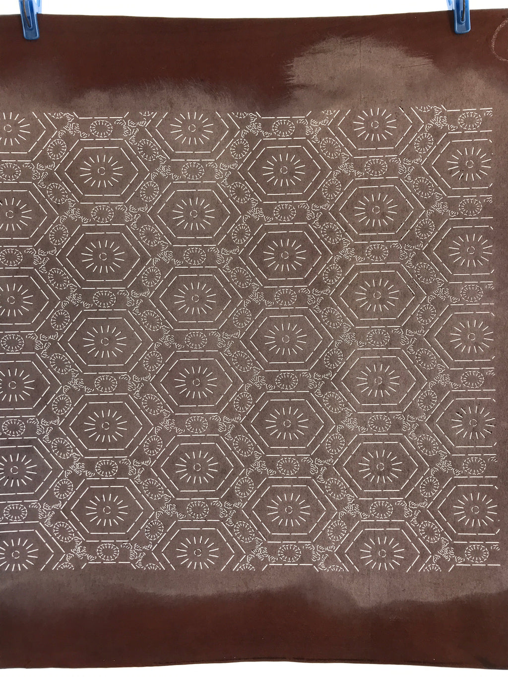 Antique Japanese Katagami Kimono Stencil Katazome Meiji Flower Design 4Y429