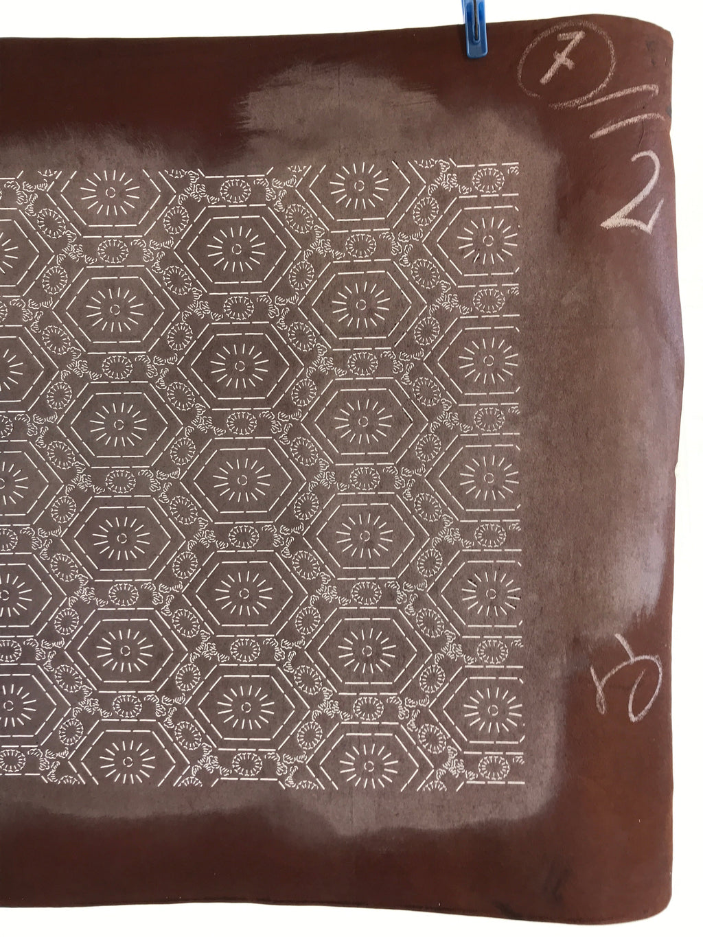 Antique Japanese Katagami Kimono Stencil Katazome Meiji Flower Design 4Y429