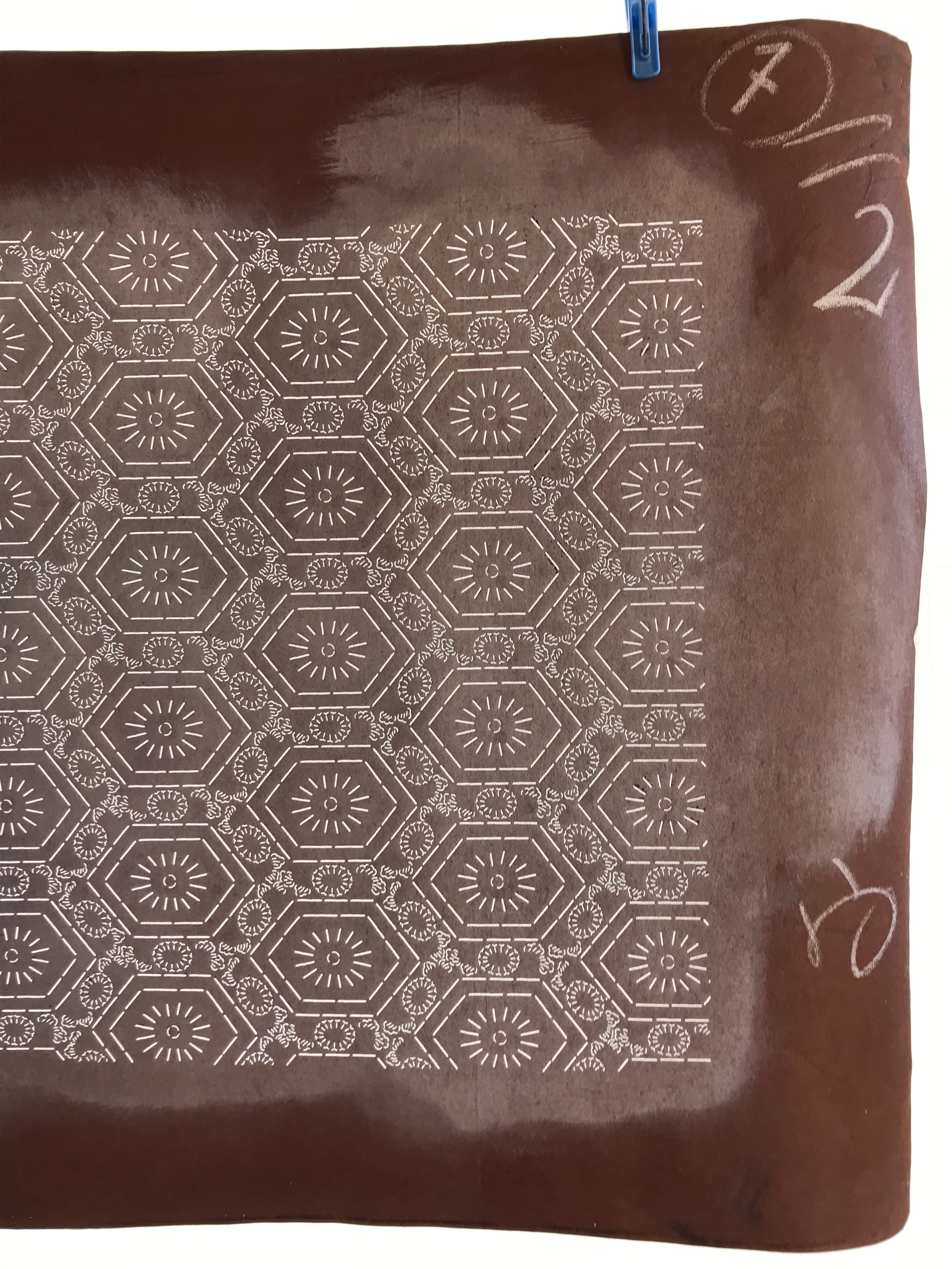 Antique Japanese Katagami Kimono Stencil Katazome Meiji Flower Design 4Y429