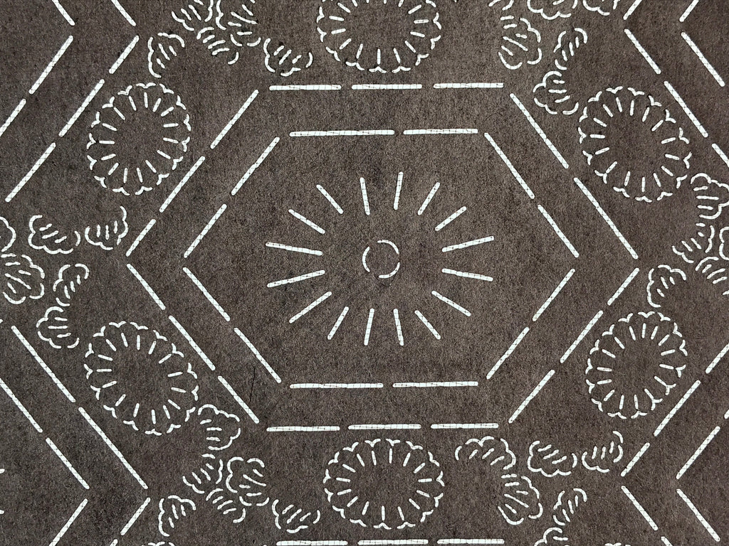 Antique Japanese Katagami Kimono Stencil Katazome Meiji Flower Design 4Y429