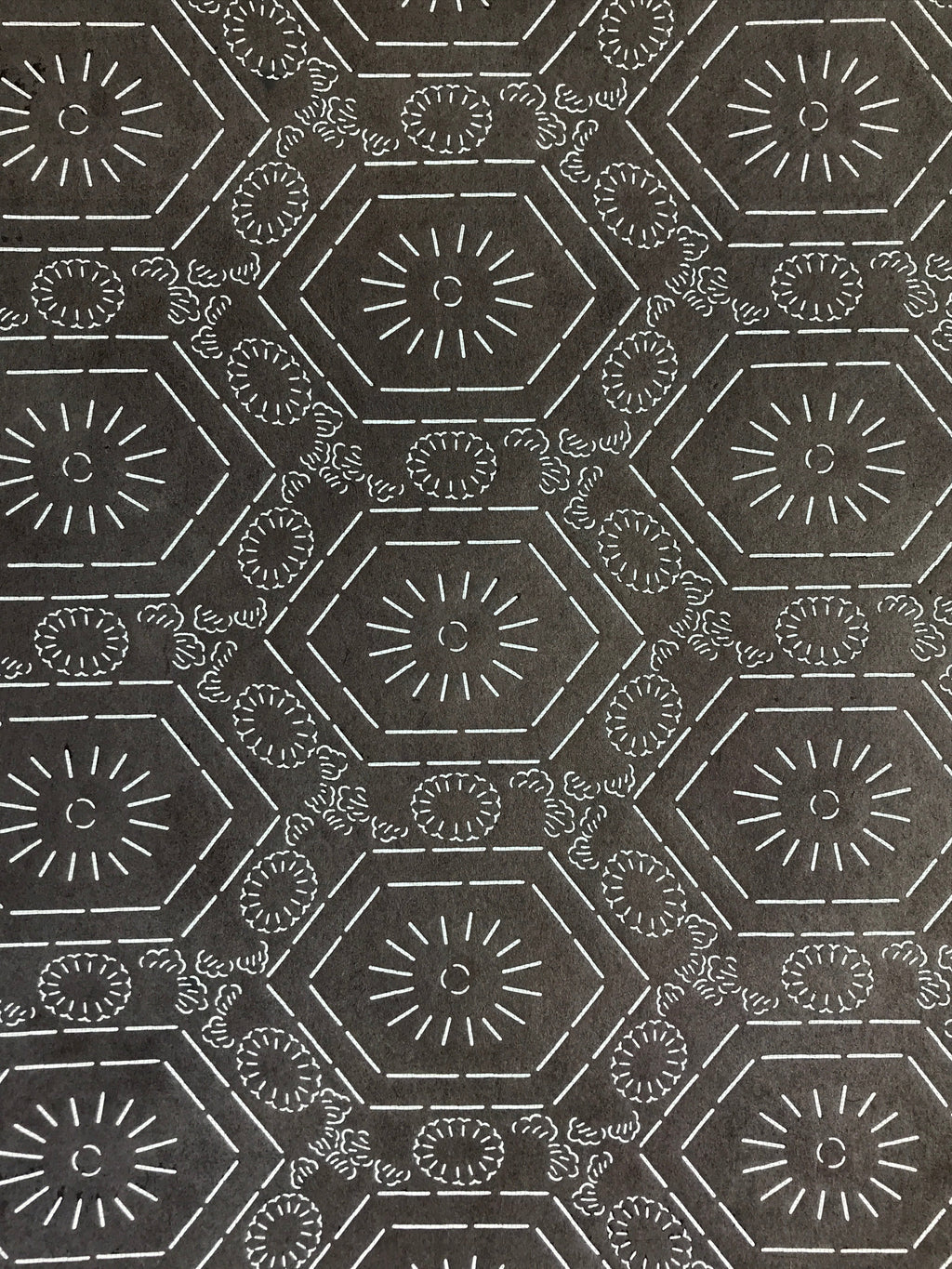 Antique Japanese Katagami Kimono Stencil Katazome Meiji Flower Design 4Y429