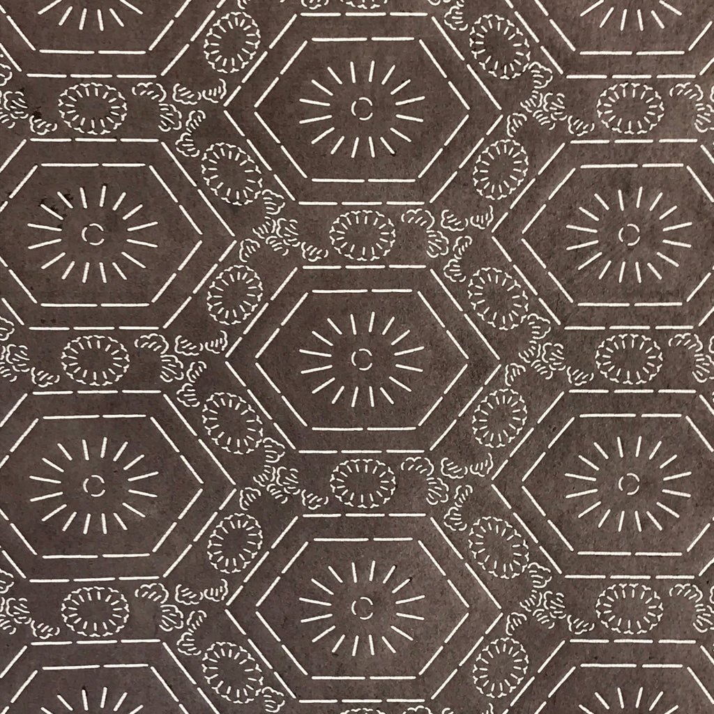 Antique Japanese Katagami Kimono Stencil Katazome Meiji Flower Design 4Y429