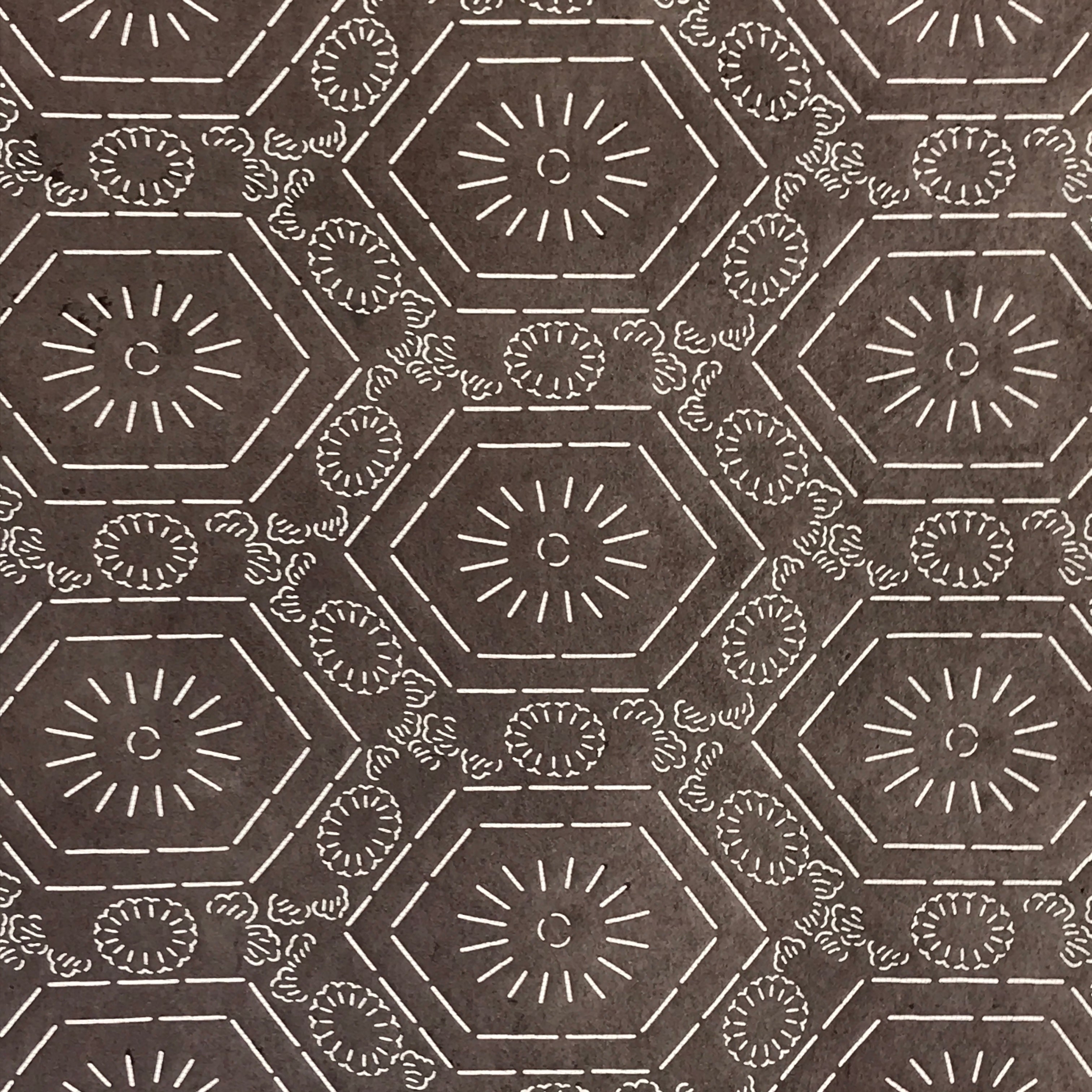 Antique Japanese Katagami Kimono Stencil Katazome Meiji Flower Design 4Y429