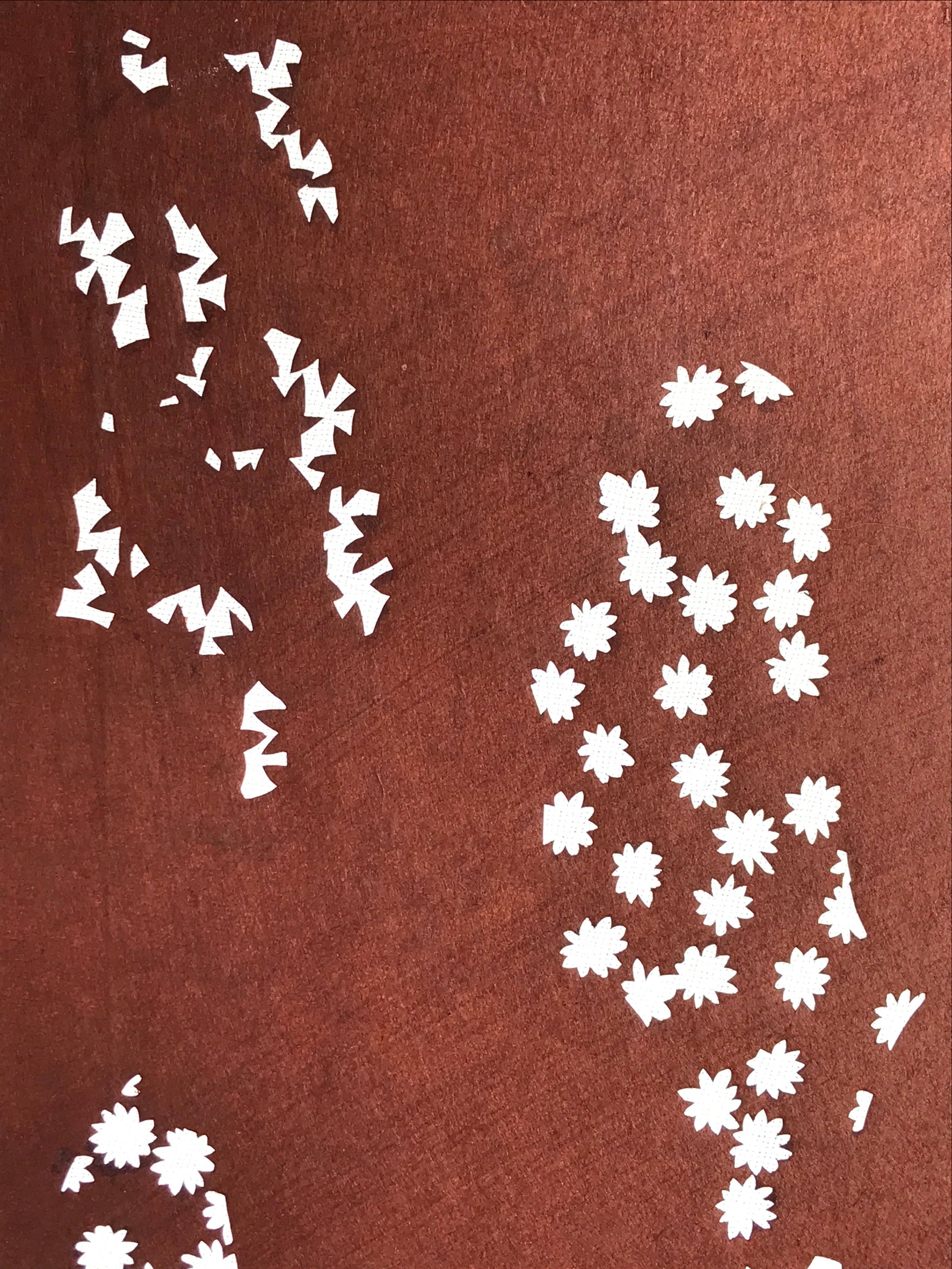 Antique Japanese Katagami Kimono Stencil Katazome Meiji Flower Design 4Y430