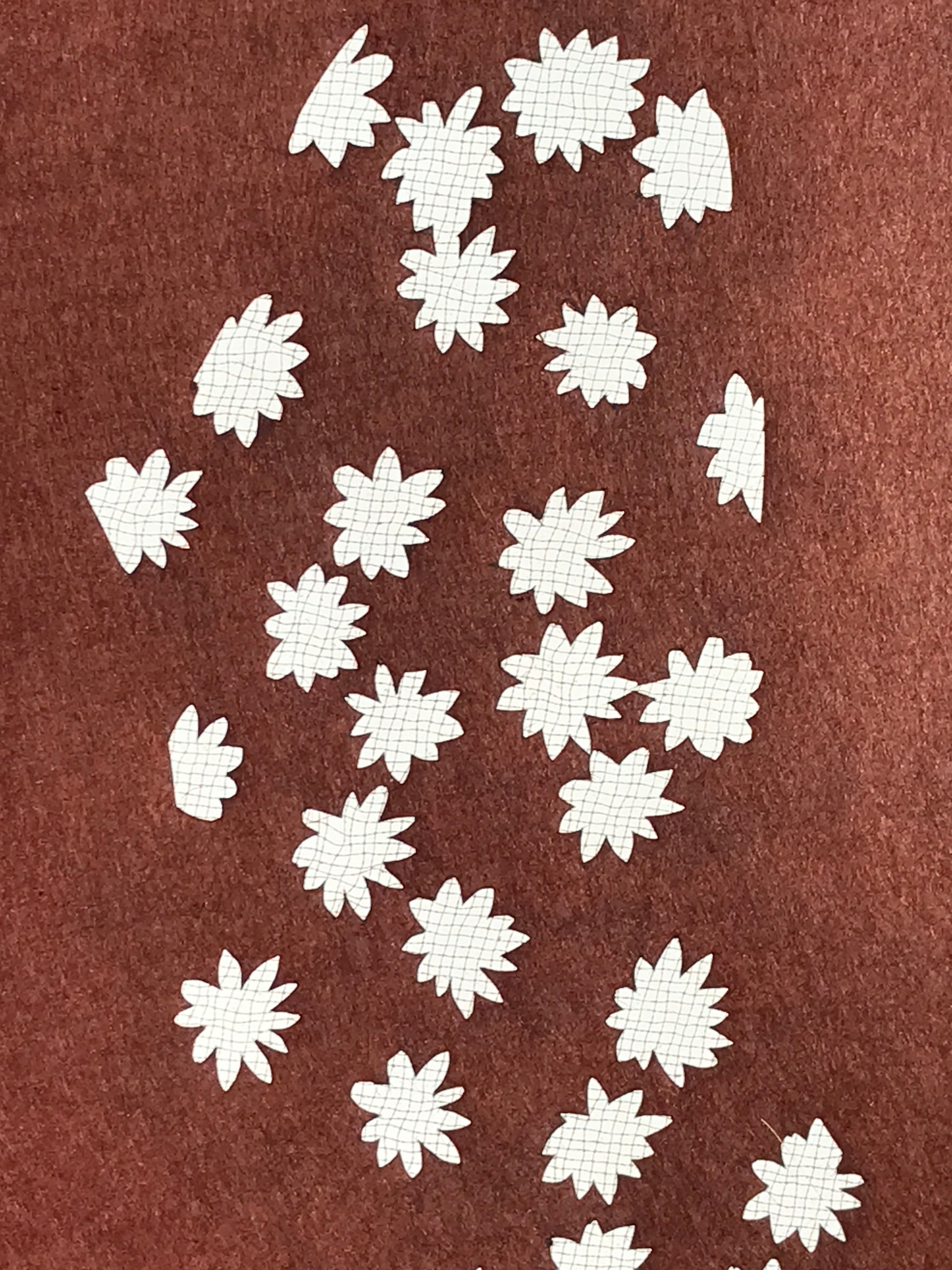 Antique Japanese Katagami Kimono Stencil Katazome Meiji Flower Design 4Y430