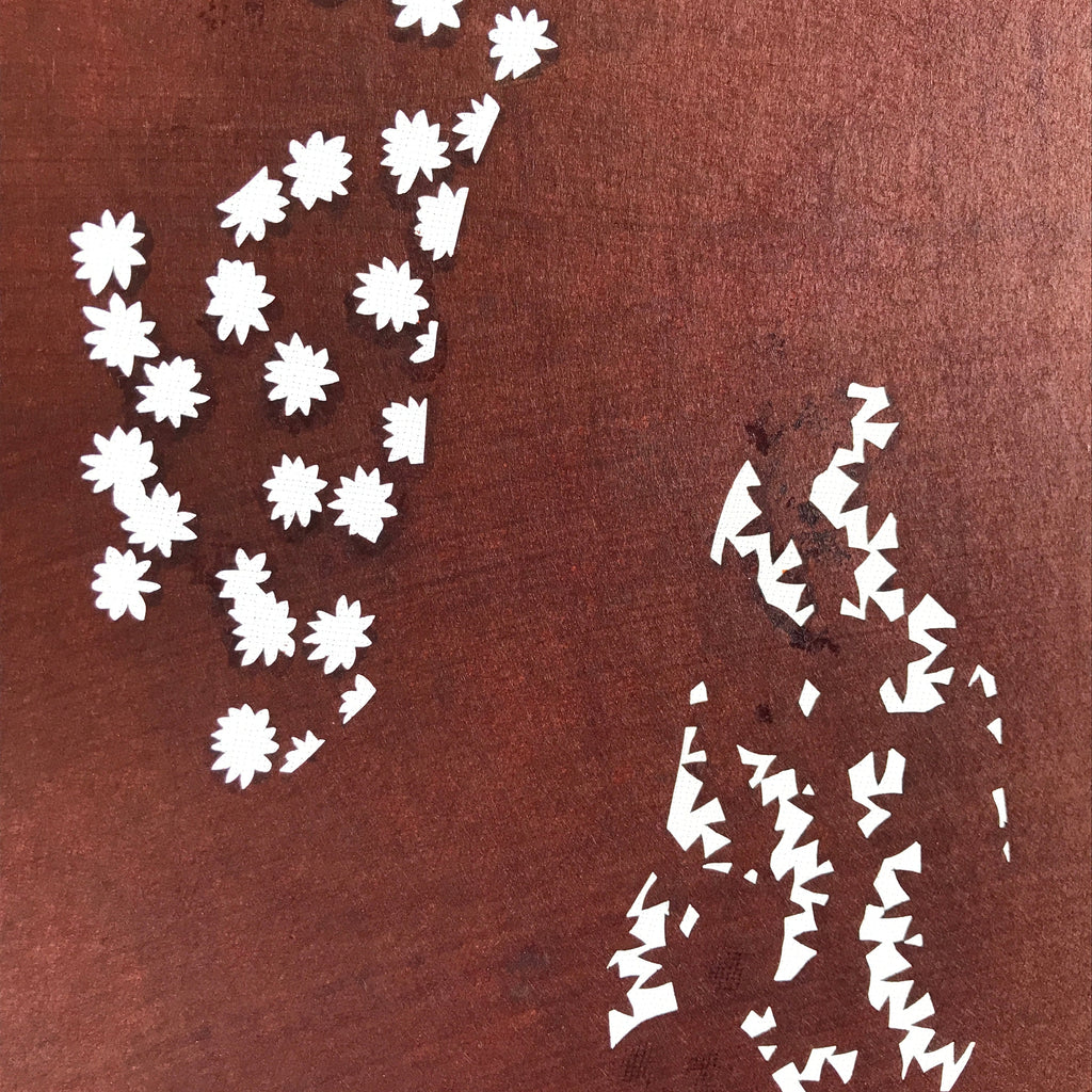 Antique Japanese Katagami Kimono Stencil Katazome Meiji Flower Design 4Y430
