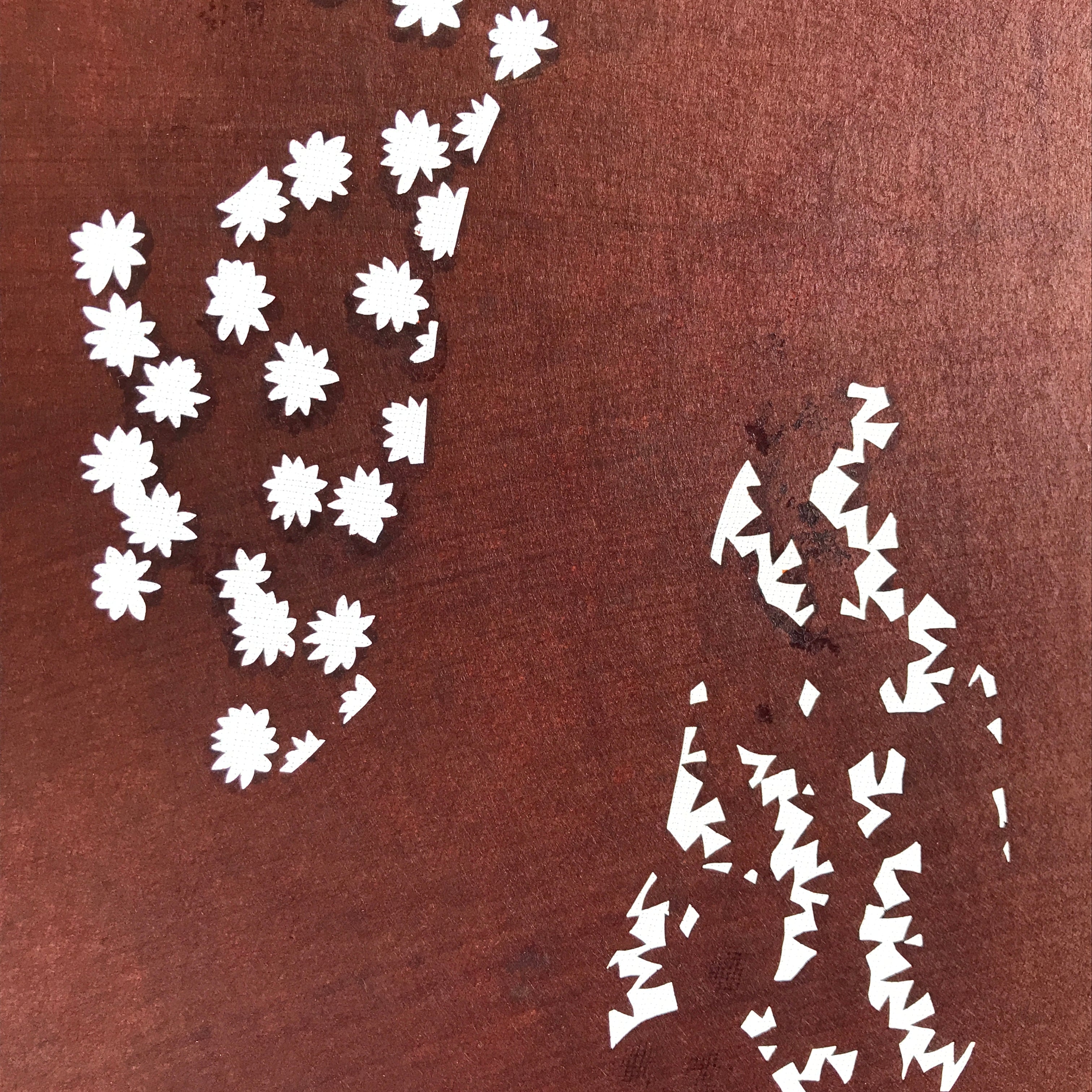 Antique Japanese Katagami Kimono Stencil Katazome Meiji Flower Design 4Y430