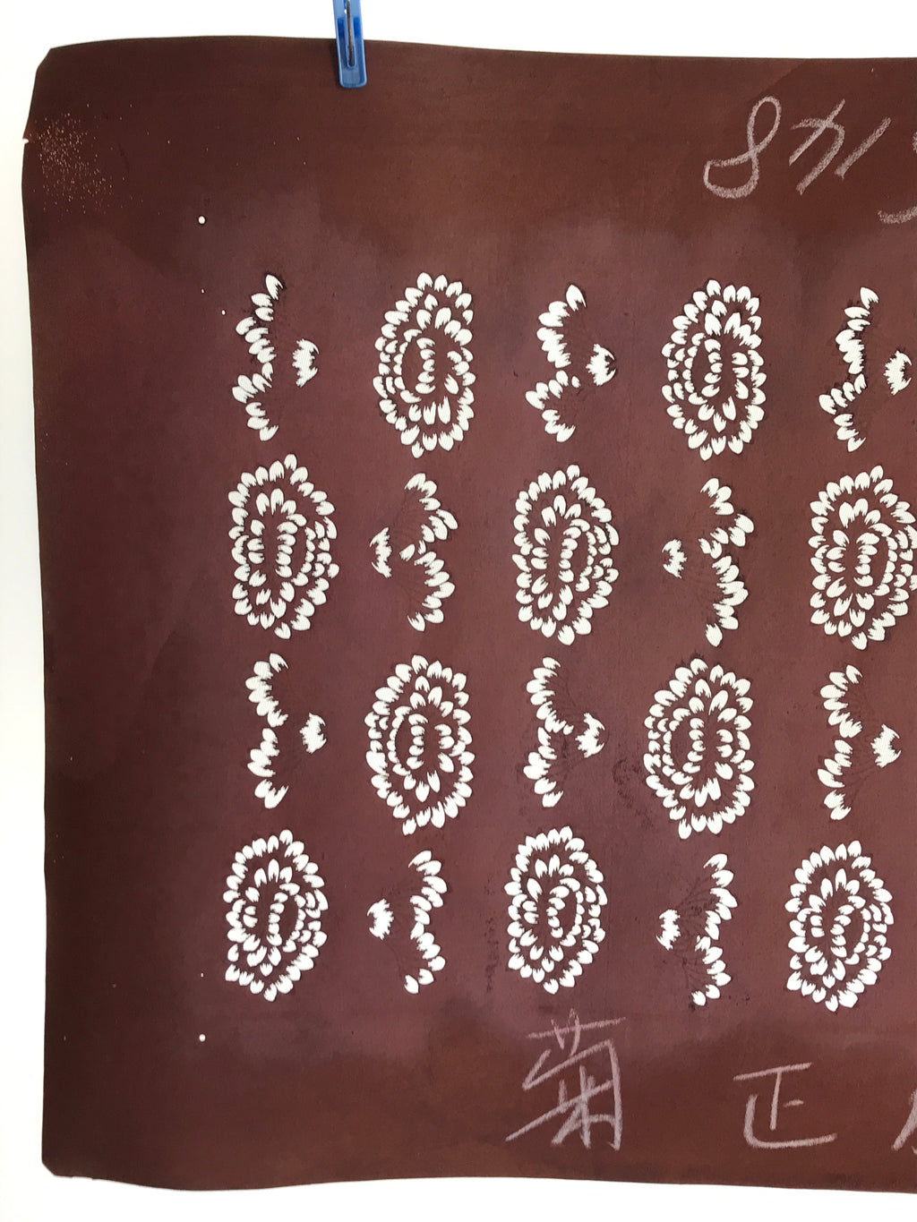 Antique Japanese Katagami Kimono Stencil Katazome Meiji Flower Design 4Y431
