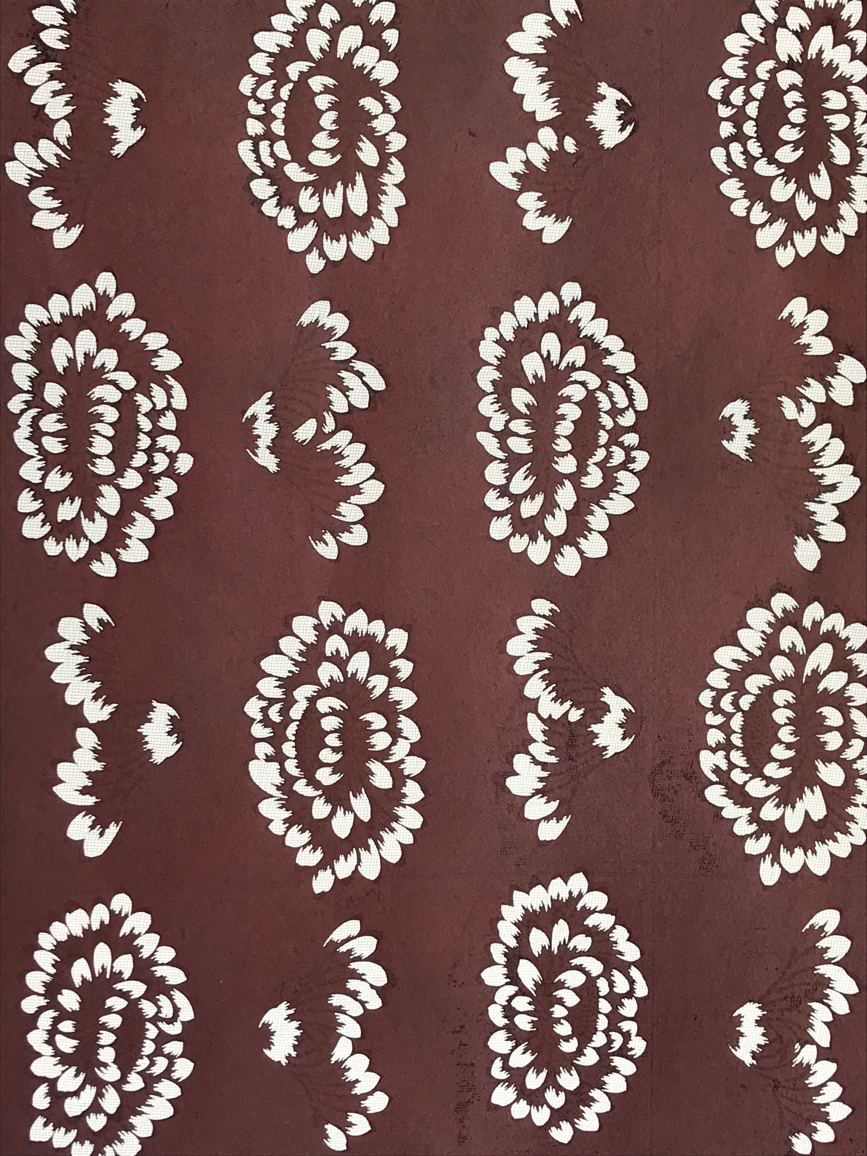 Antique Japanese Katagami Kimono Stencil Katazome Meiji Flower Design 4Y431