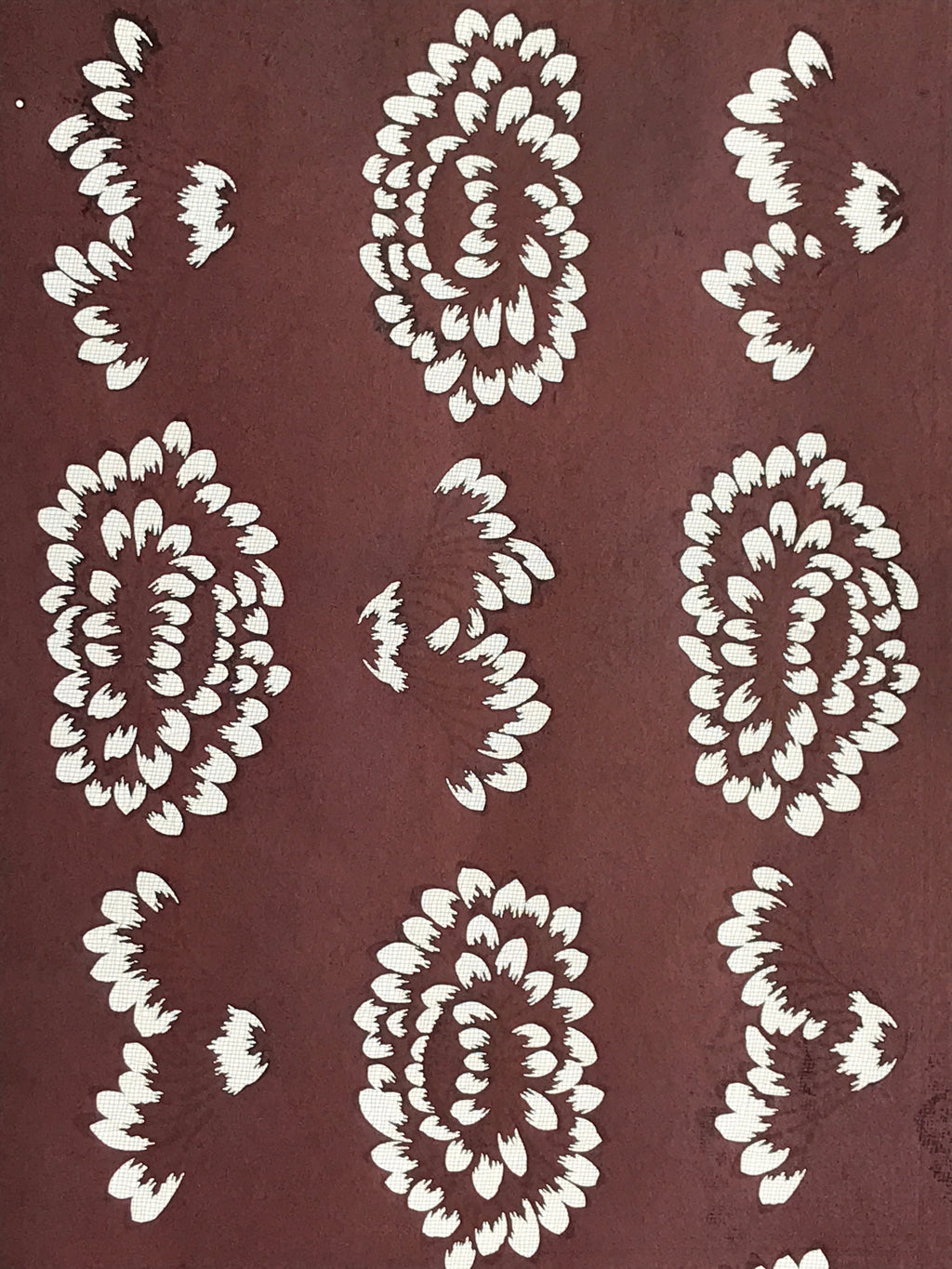 Antique Japanese Katagami Kimono Stencil Katazome Meiji Flower Design 4Y431