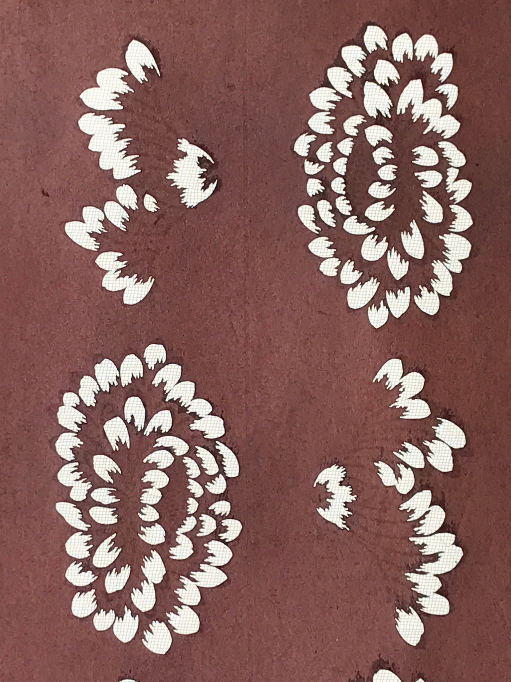 Antique Japanese Katagami Kimono Stencil Katazome Meiji Flower Design 4Y431