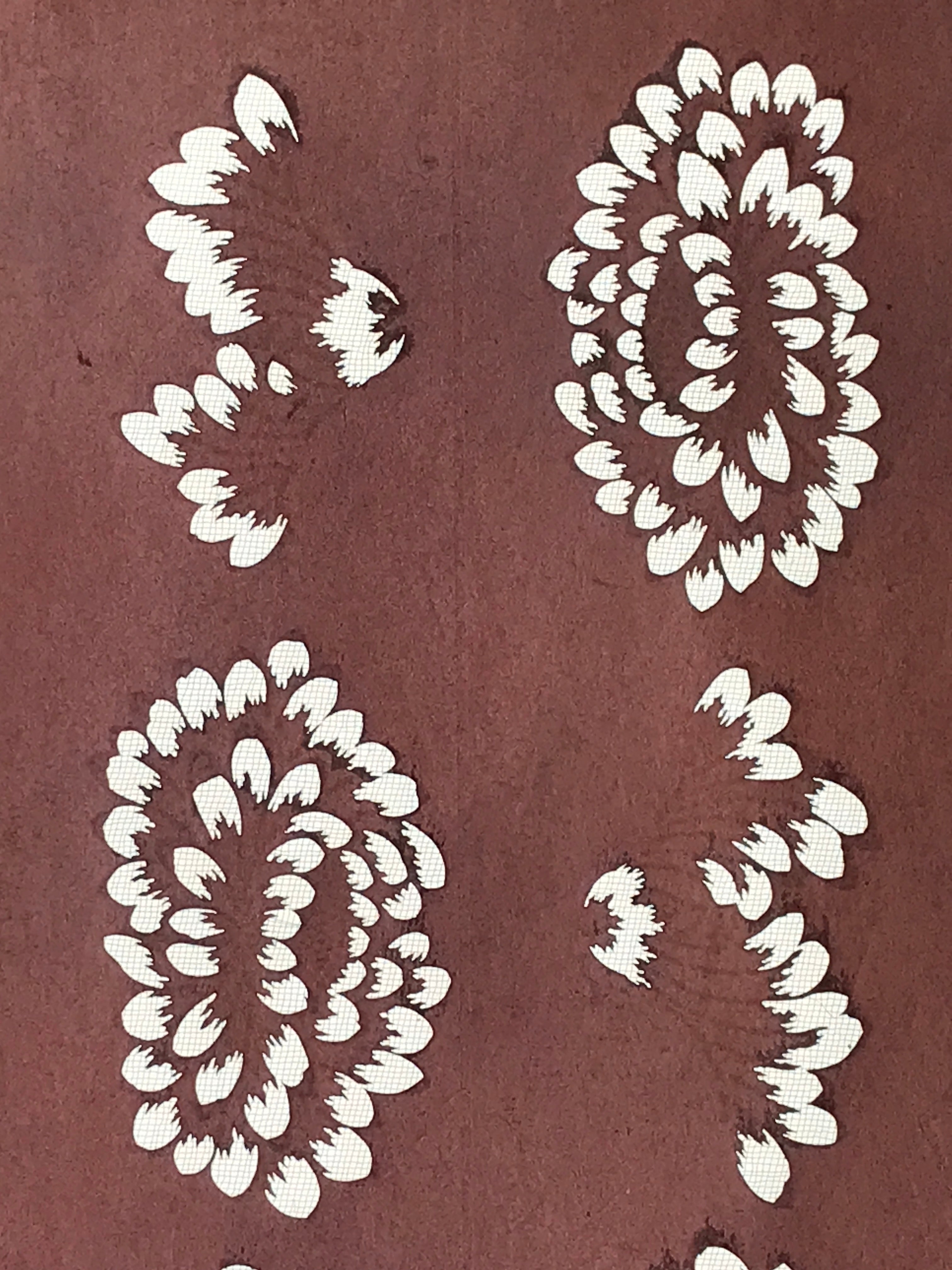 Antique Japanese Katagami Kimono Stencil Katazome Meiji Flower Design 4Y431