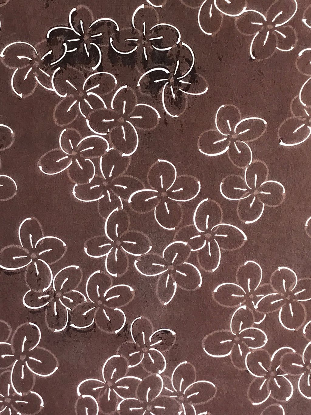 Antique Japanese Katagami Kimono Stencil Katazome Meiji Flower Design 4Y434
