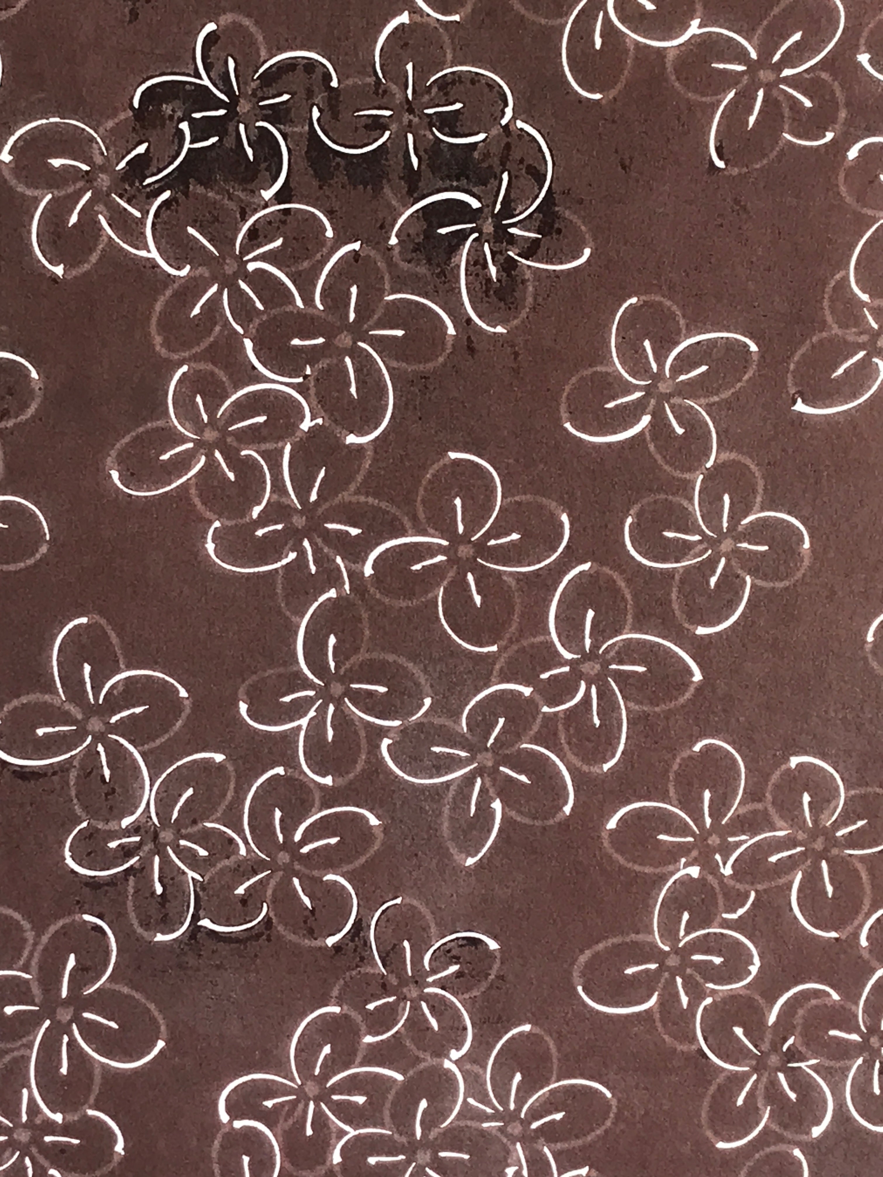 Antique Japanese Katagami Kimono Stencil Katazome Meiji Flower Design 4Y434