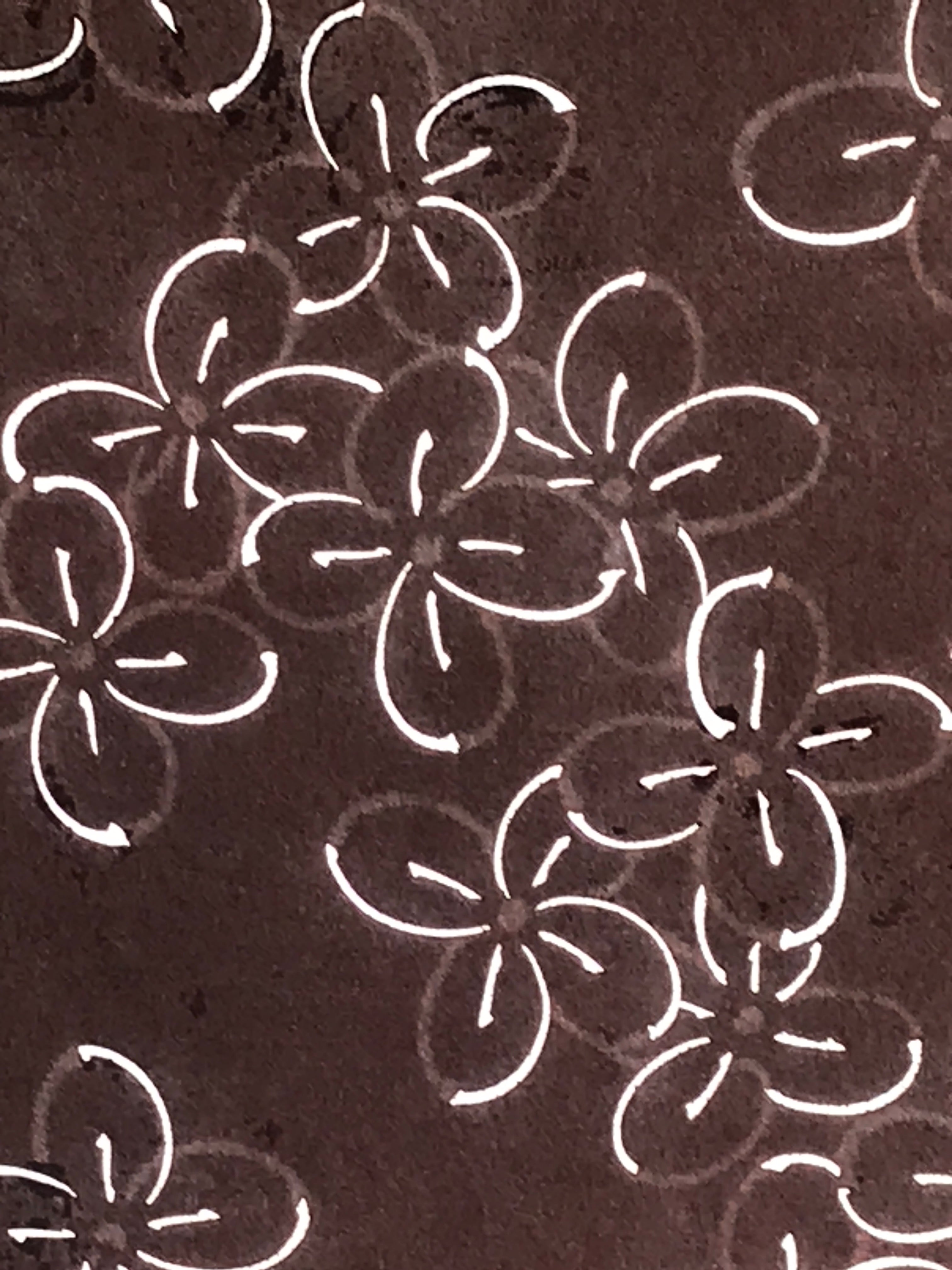 Antique Japanese Katagami Kimono Stencil Katazome Meiji Flower Design 4Y434