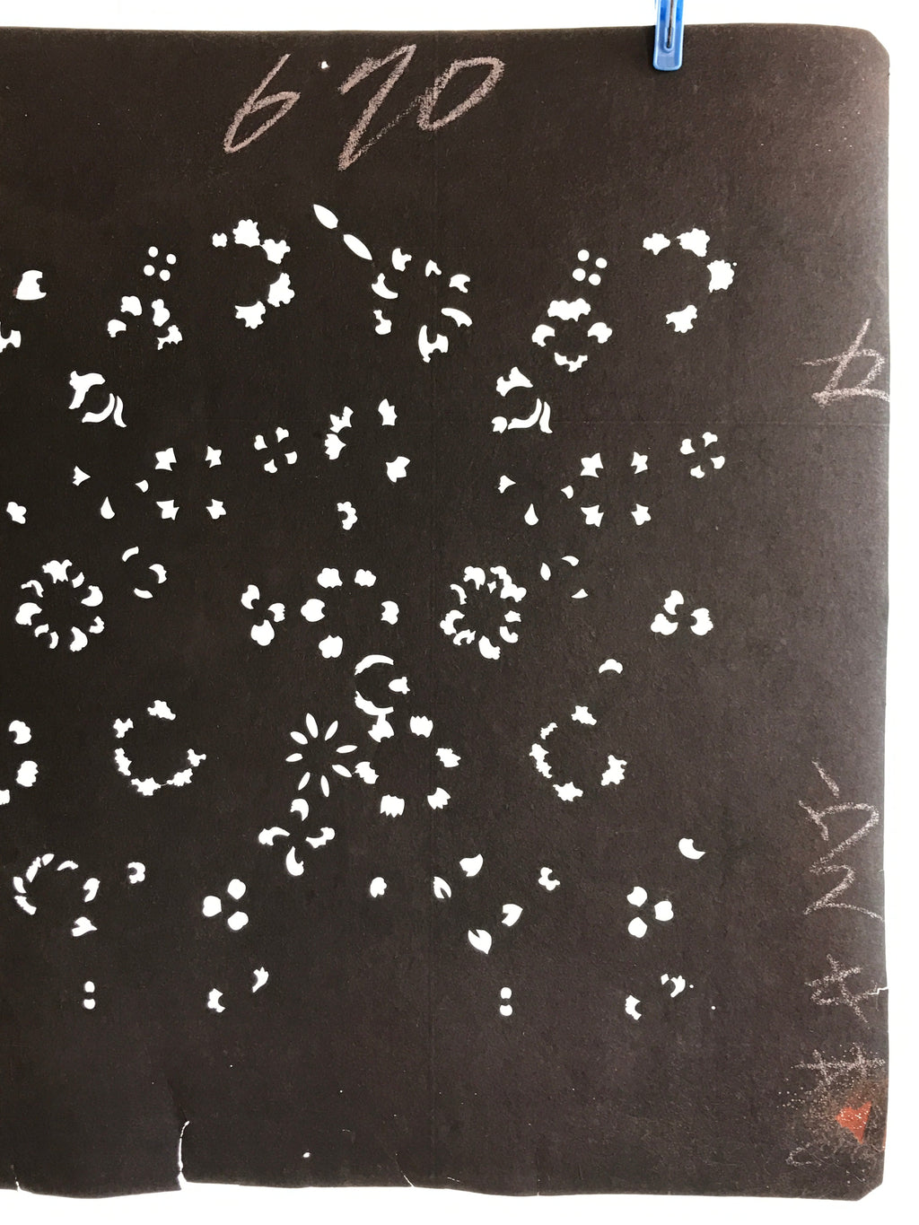 Antique Japanese Katagami Kimono Stencil Katazome Meiji Flower Design 4Y436