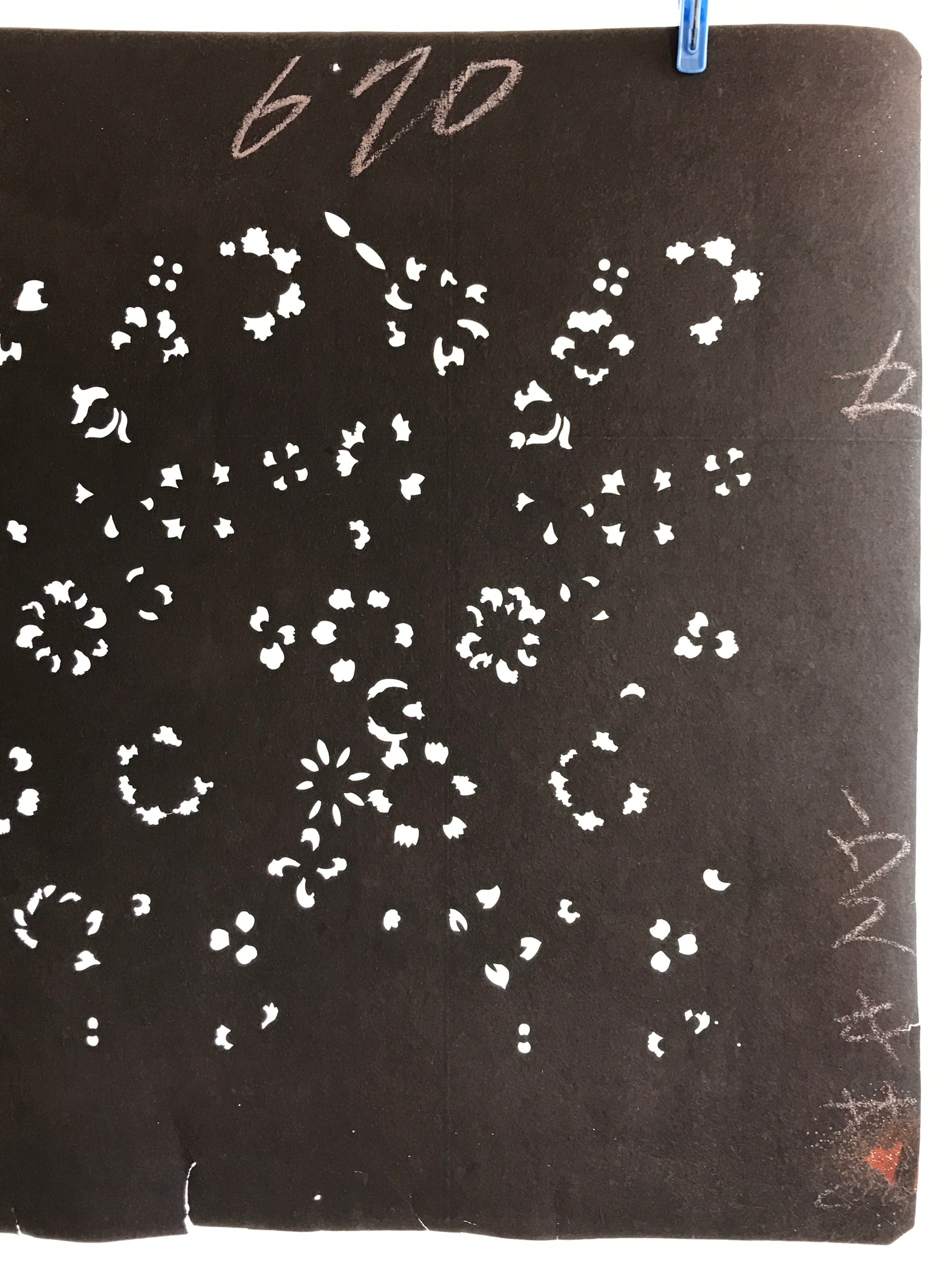 Antique Japanese Katagami Kimono Stencil Katazome Meiji Flower Design 4Y436