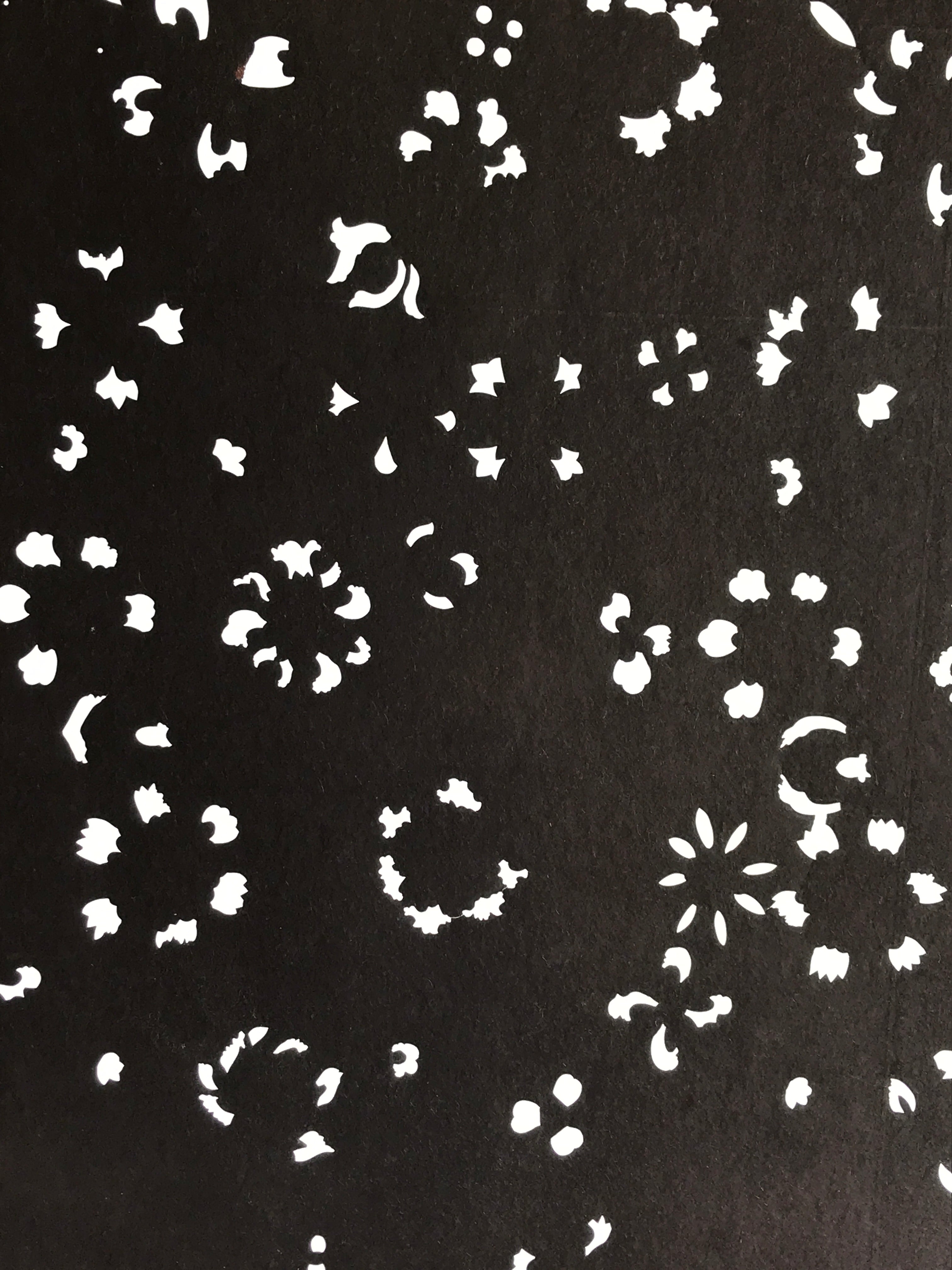 Antique Japanese Katagami Kimono Stencil Katazome Meiji Flower Design 4Y436