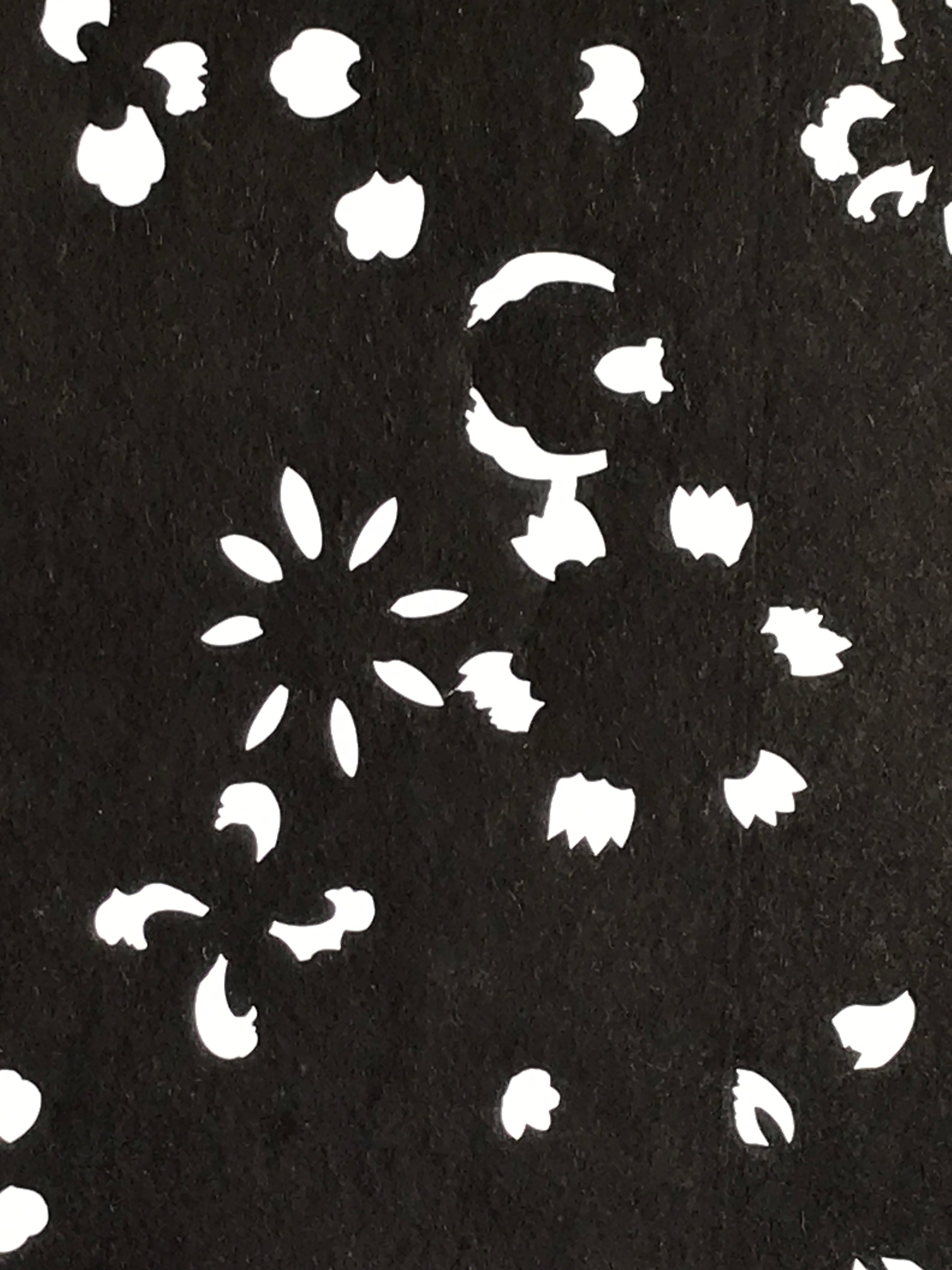 Antique Japanese Katagami Kimono Stencil Katazome Meiji Flower Design 4Y436