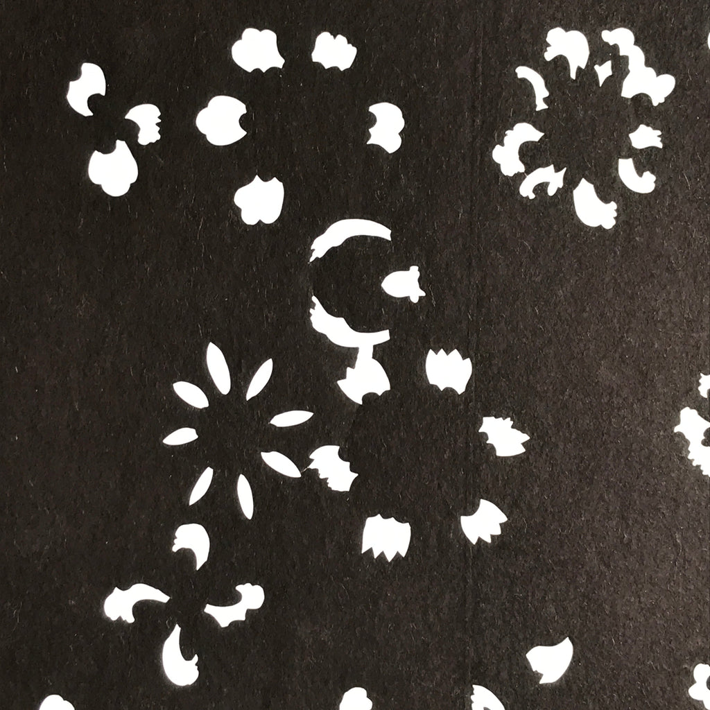 Antique Japanese Katagami Kimono Stencil Katazome Meiji Flower Design 4Y436