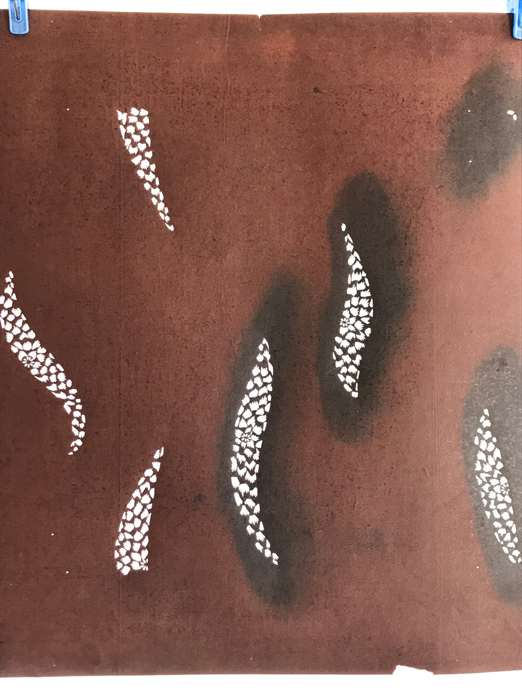 Antique Japanese Katagami Kimono Stencil Katazome Meiji Flower Design 4Y438
