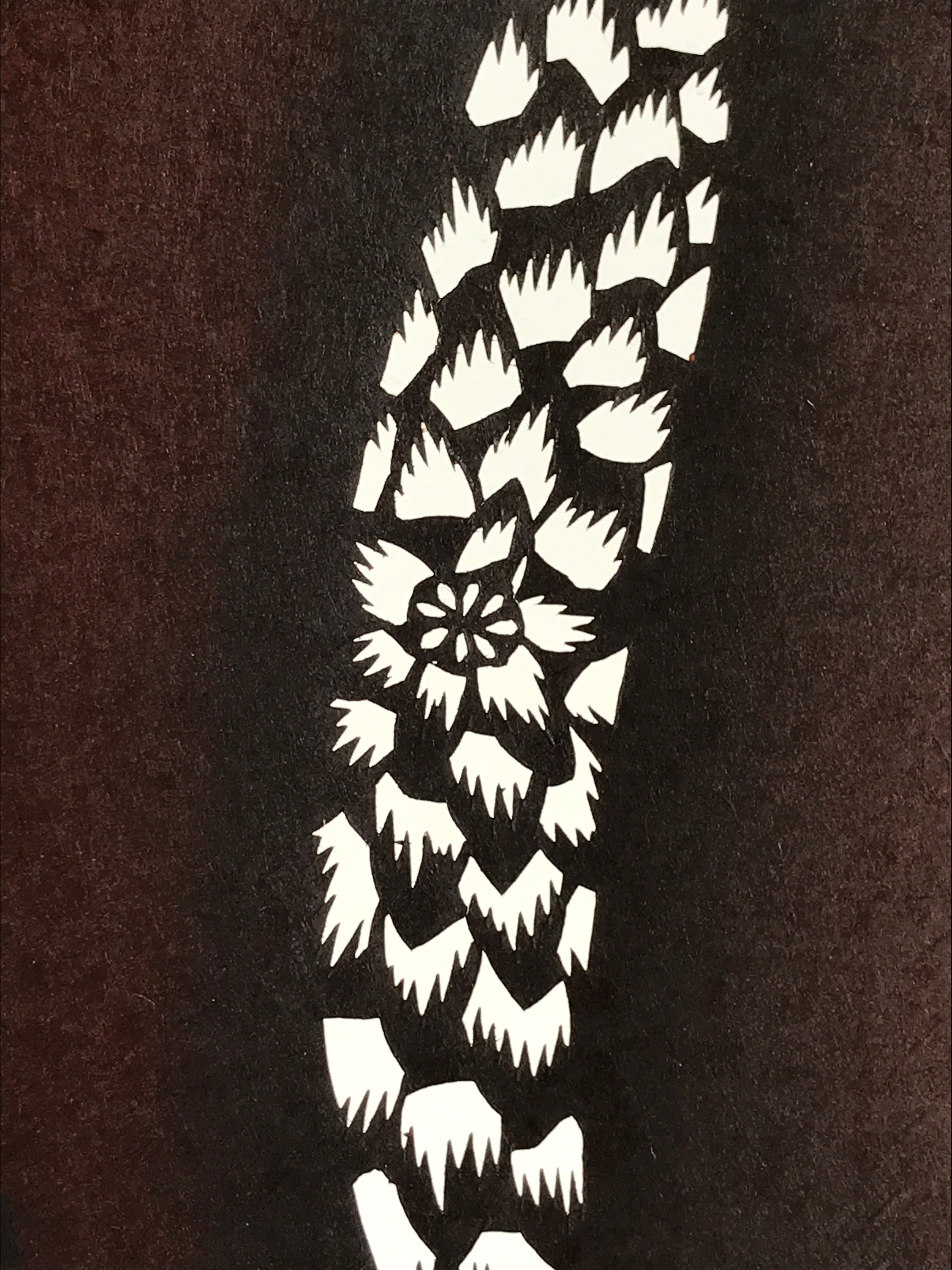 Antique Japanese Katagami Kimono Stencil Katazome Meiji Flower Design 4Y438