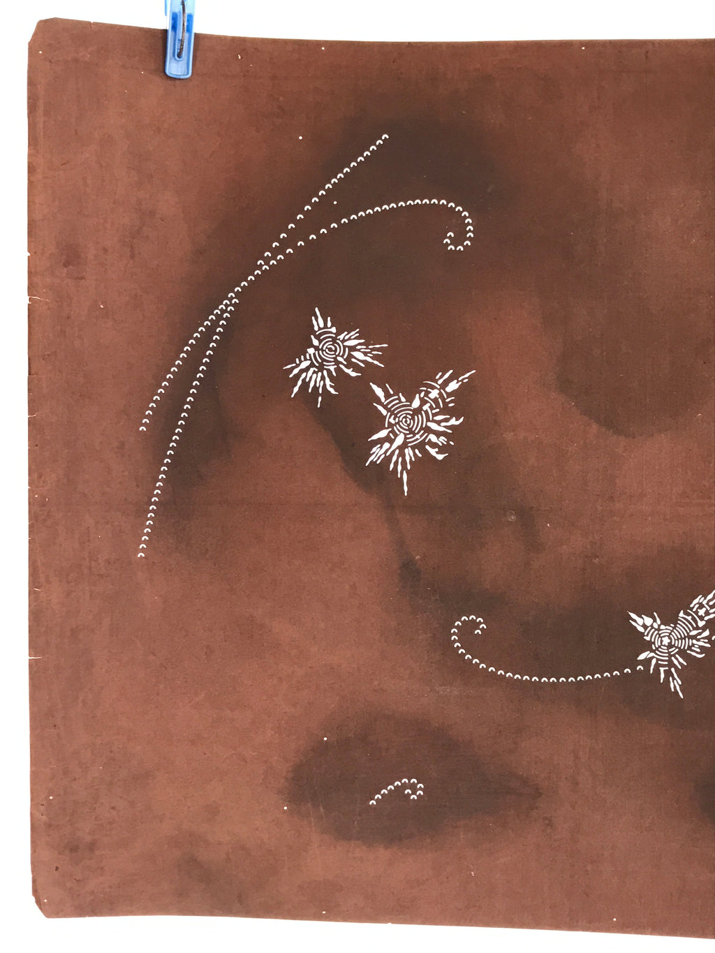Antique Japanese Katagami Kimono Stencil Katazome Meiji Flower Design 4Y444