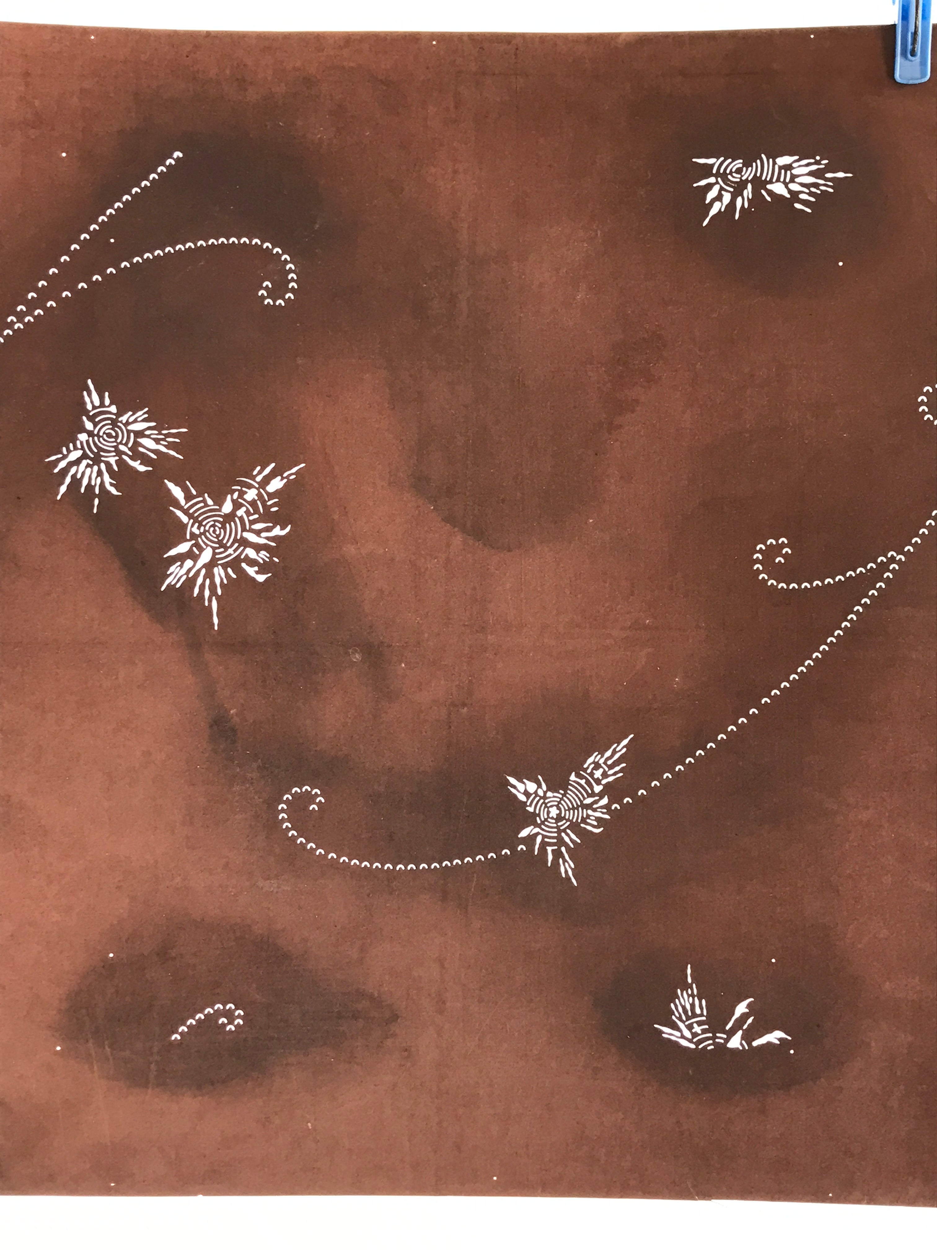 Antique Japanese Katagami Kimono Stencil Katazome Meiji Flower Design 4Y444
