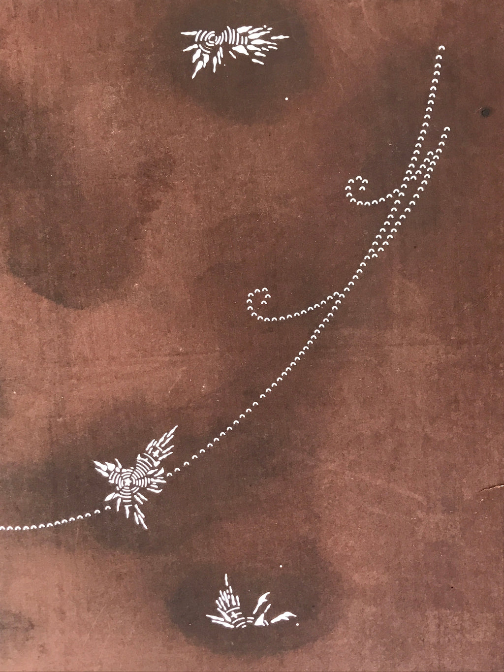 Antique Japanese Katagami Kimono Stencil Katazome Meiji Flower Design 4Y444