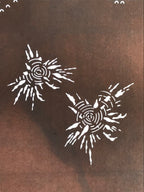 Antique Japanese Katagami Kimono Stencil Katazome Meiji Flower Design 4Y444