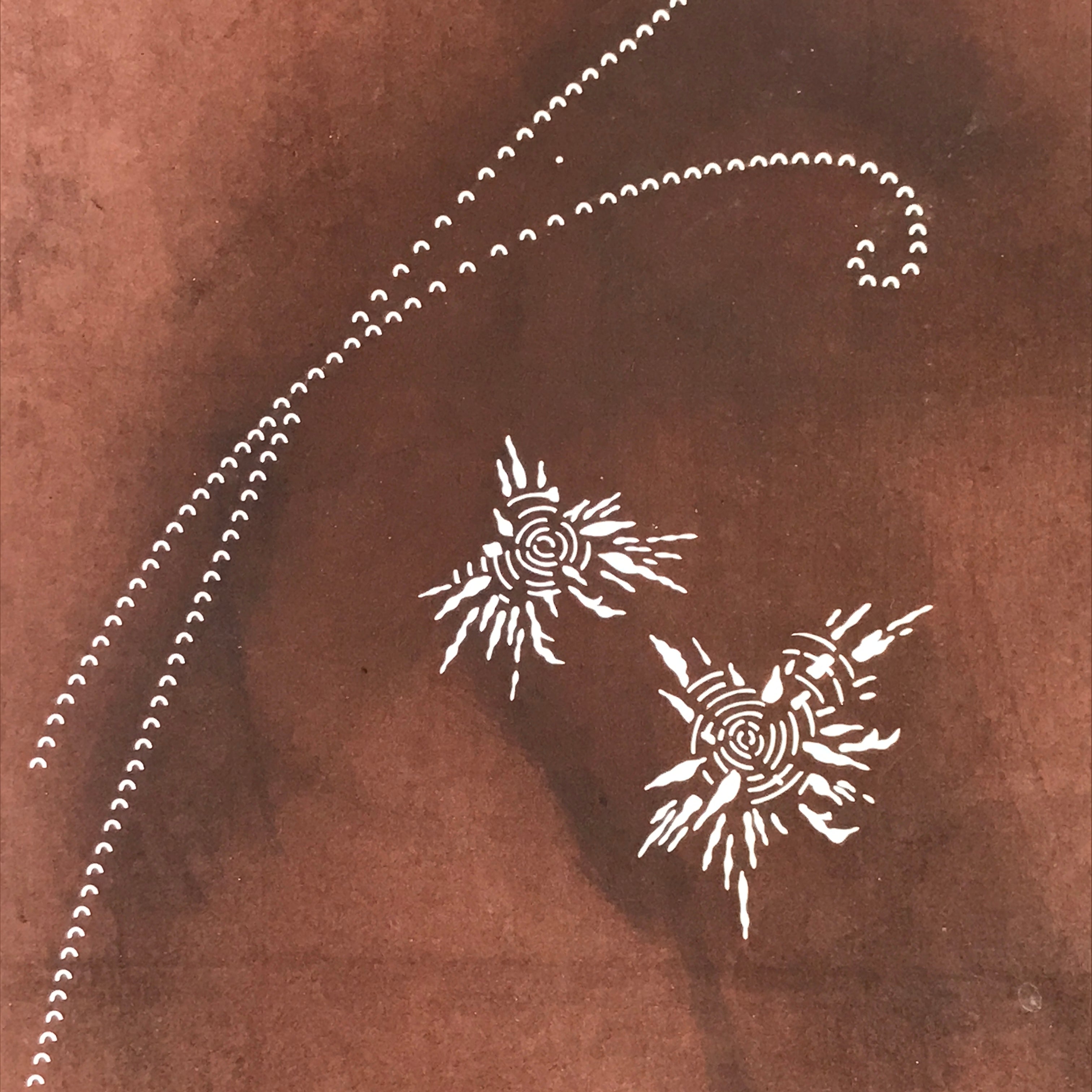 Antique Japanese Katagami Kimono Stencil Katazome Meiji Flower Design 4Y444