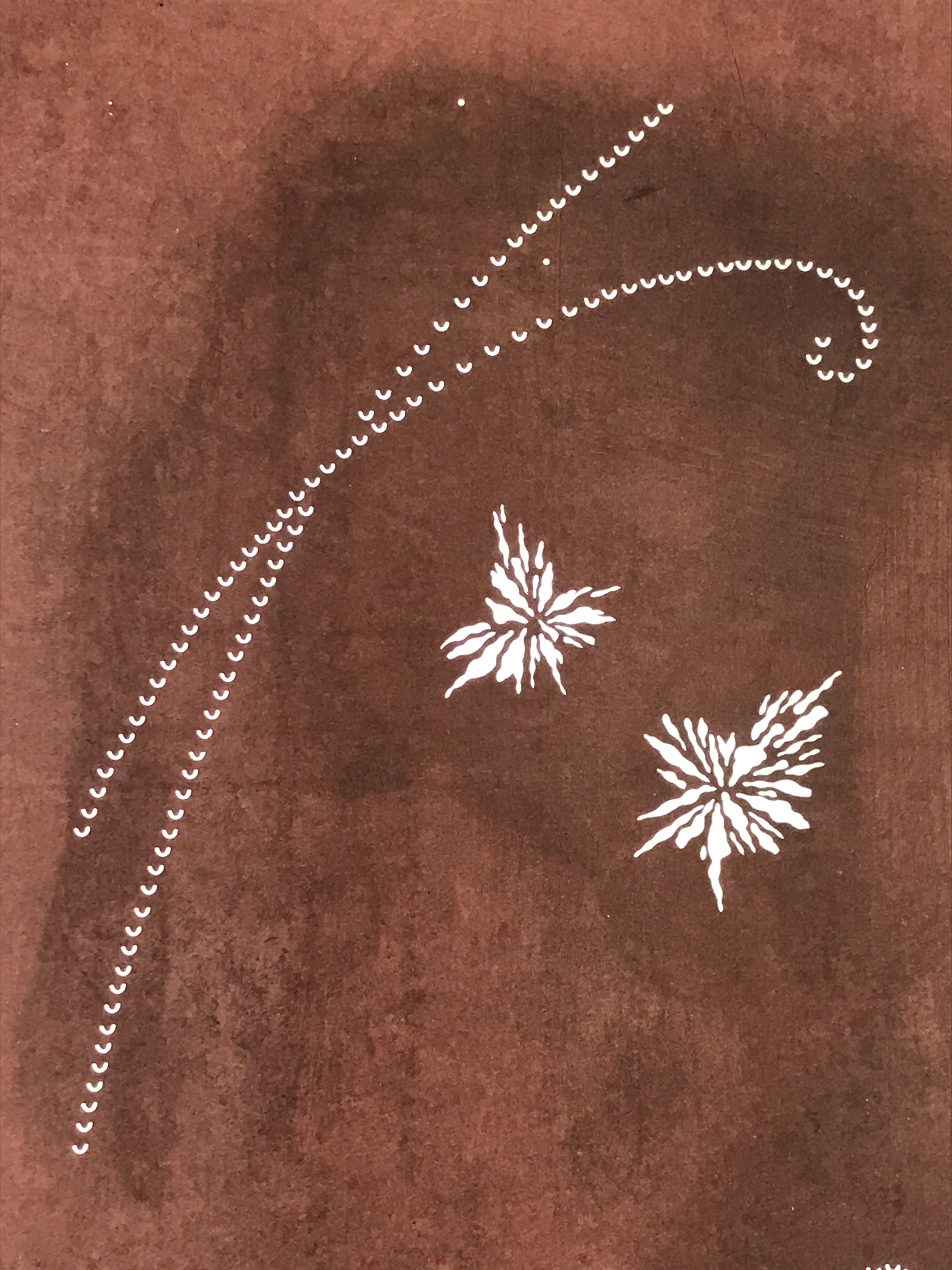 Antique Japanese Katagami Kimono Stencil Katazome Meiji Flower Design 4Y445
