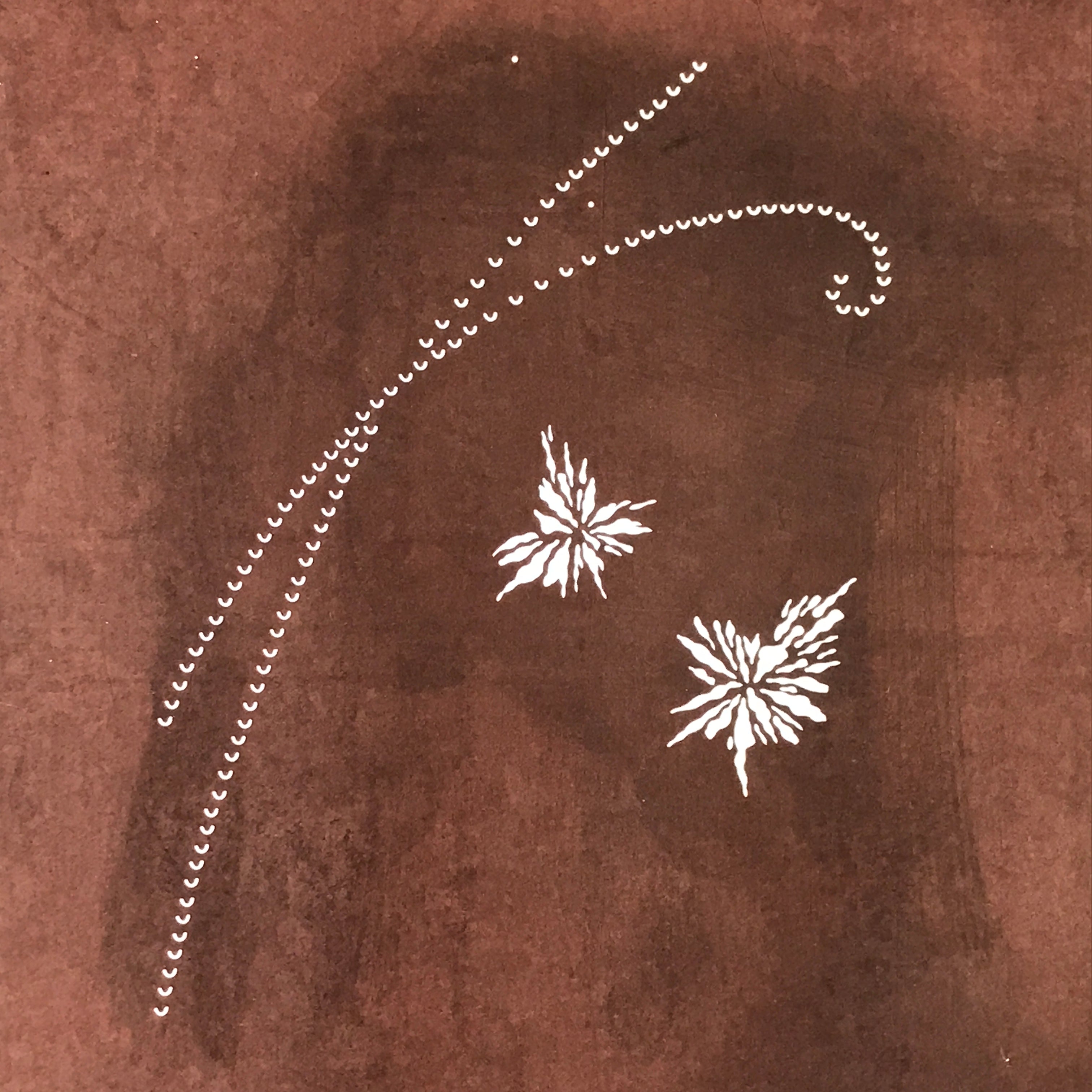 Antique Japanese Katagami Kimono Stencil Katazome Meiji Flower Design 4Y445