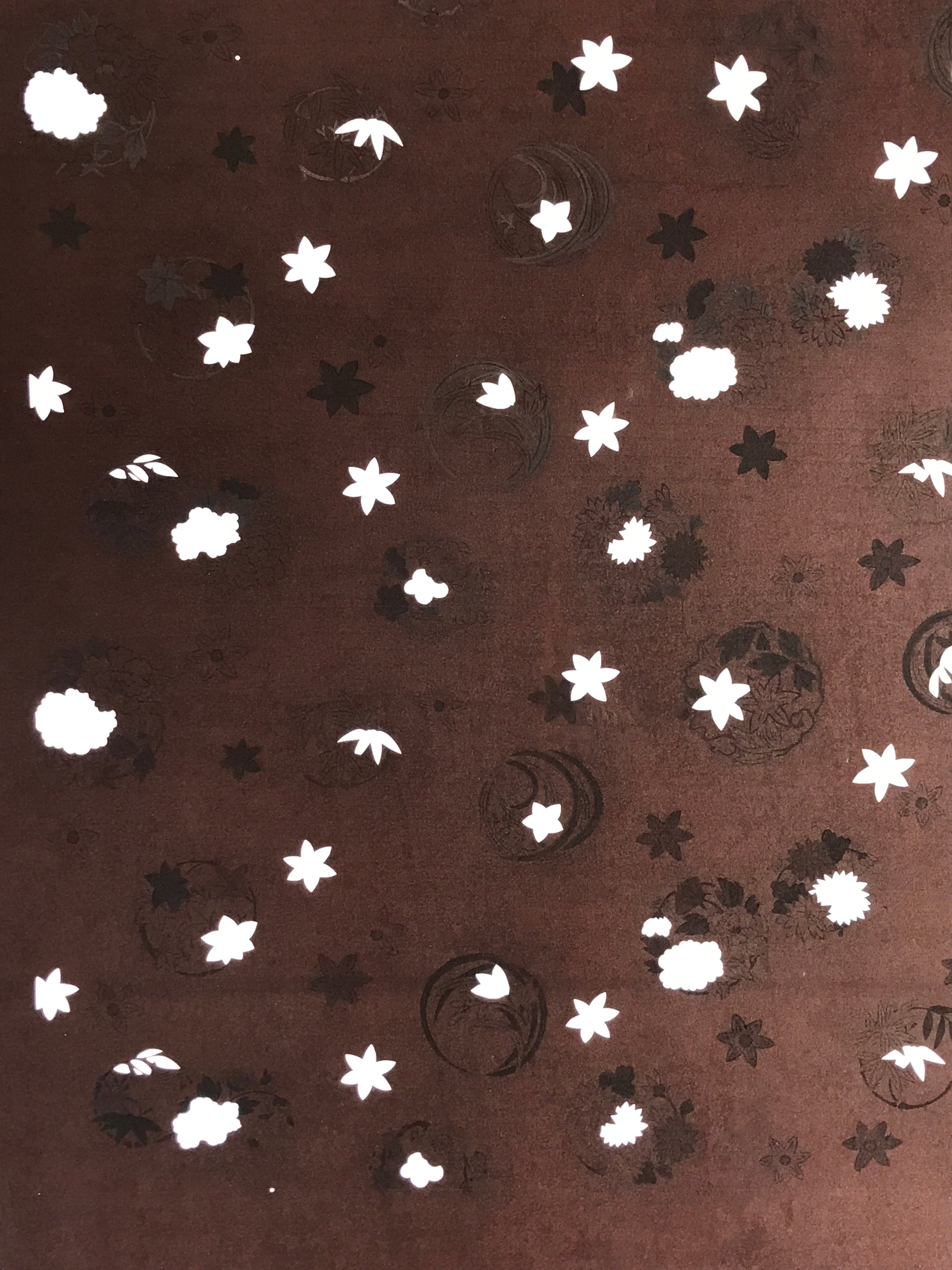 Antique Japanese Katagami Kimono Stencil Katazome Meiji Flower Design 4Y452
