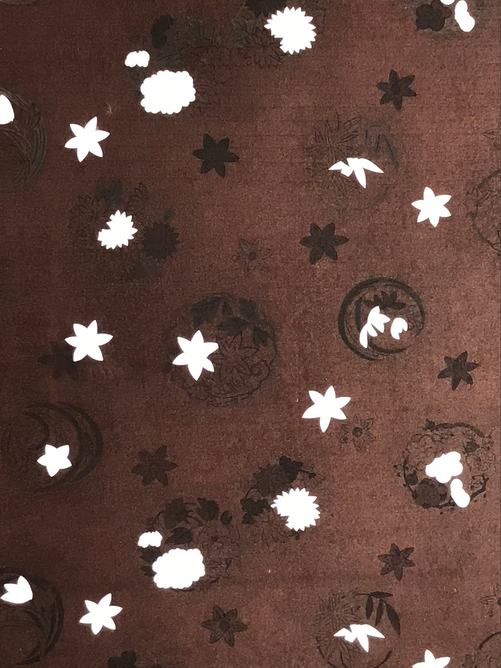 Antique Japanese Katagami Kimono Stencil Katazome Meiji Flower Design 4Y452