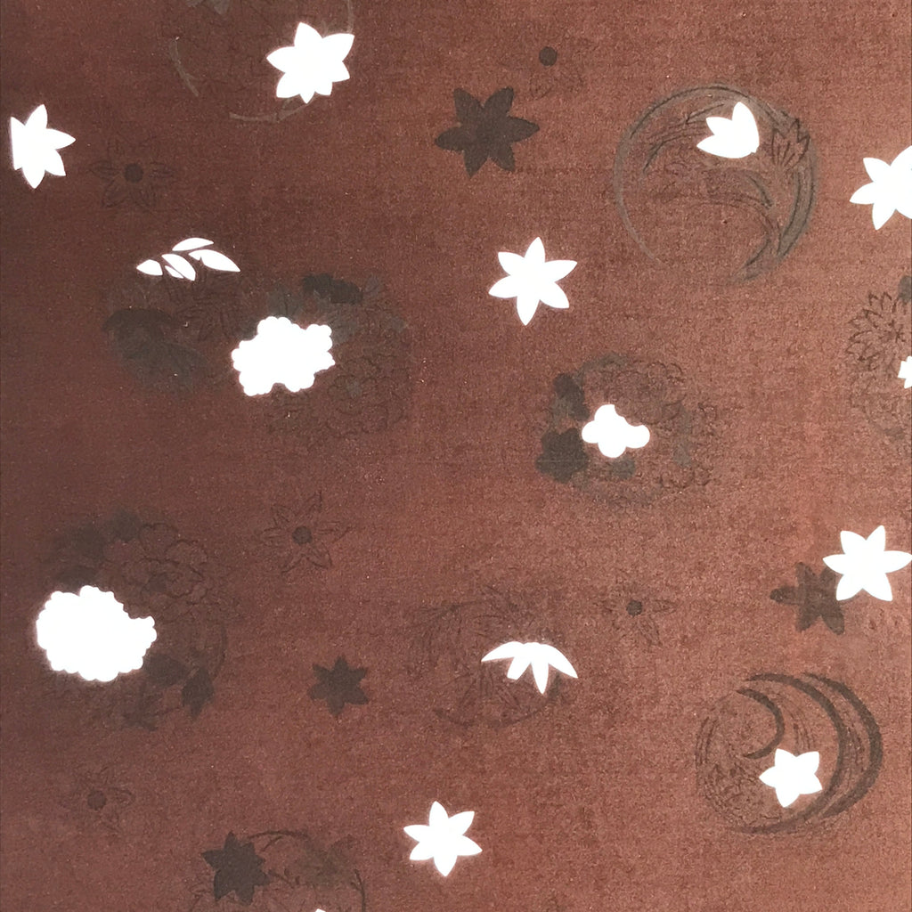 Antique Japanese Katagami Kimono Stencil Katazome Meiji Flower Design 4Y452