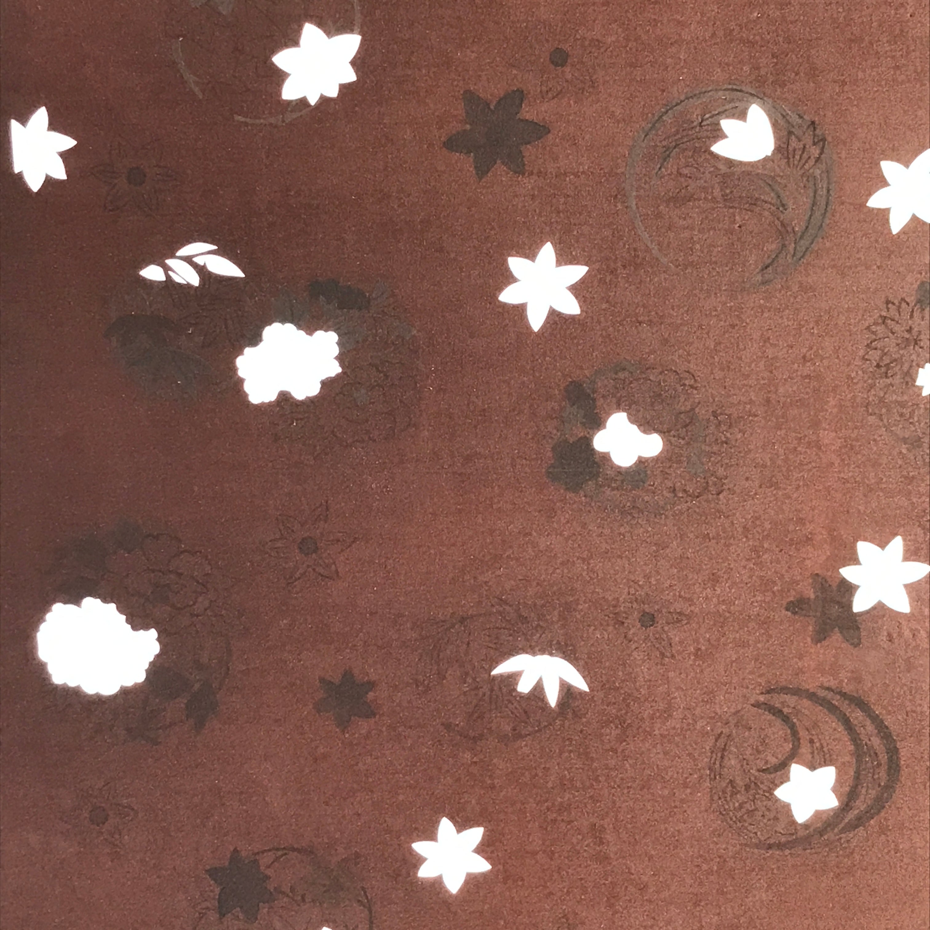 Antique Japanese Katagami Kimono Stencil Katazome Meiji Flower Design 4Y452