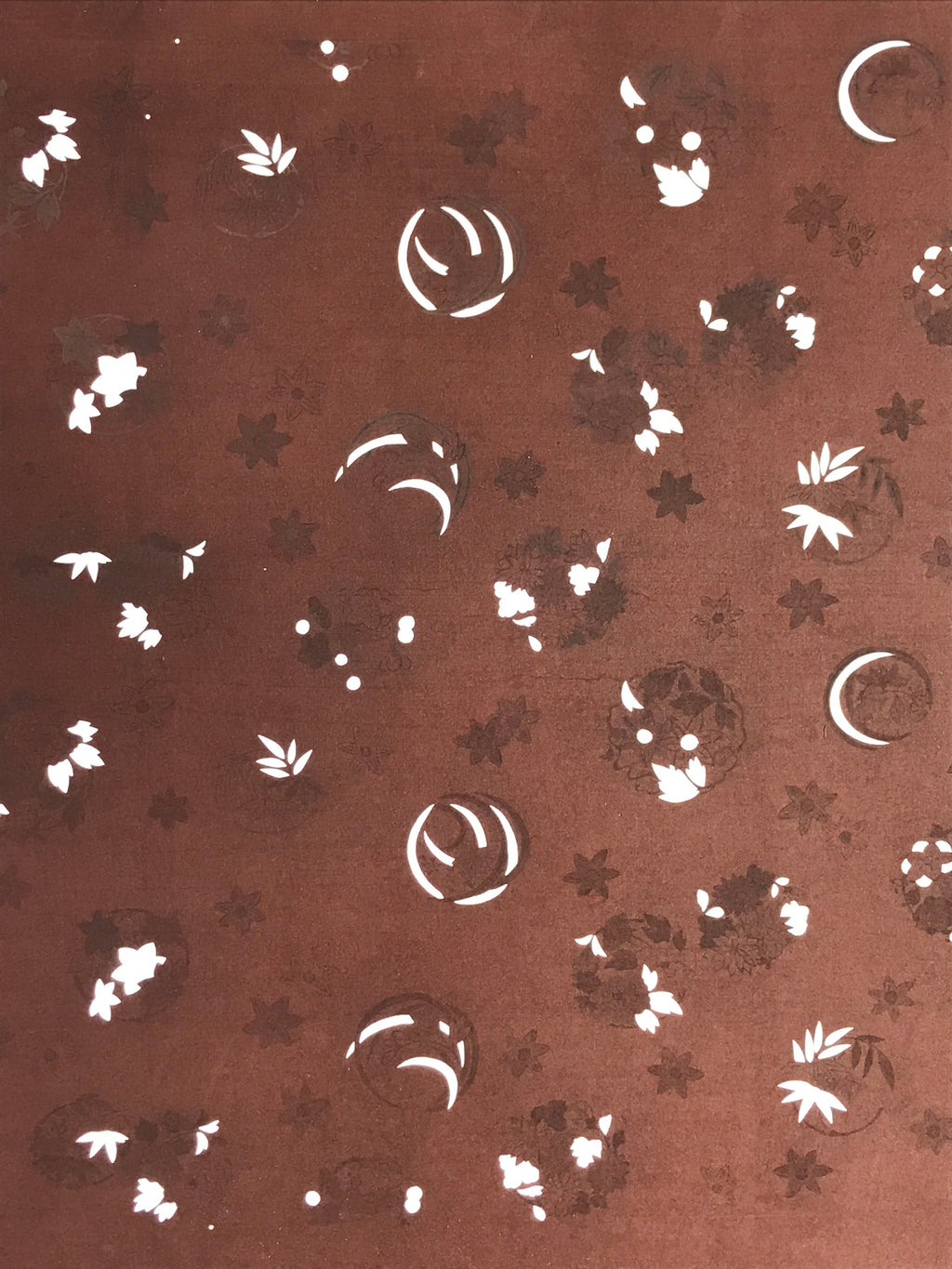 Antique Japanese Katagami Kimono Stencil Katazome Meiji Flower Design 4Y453