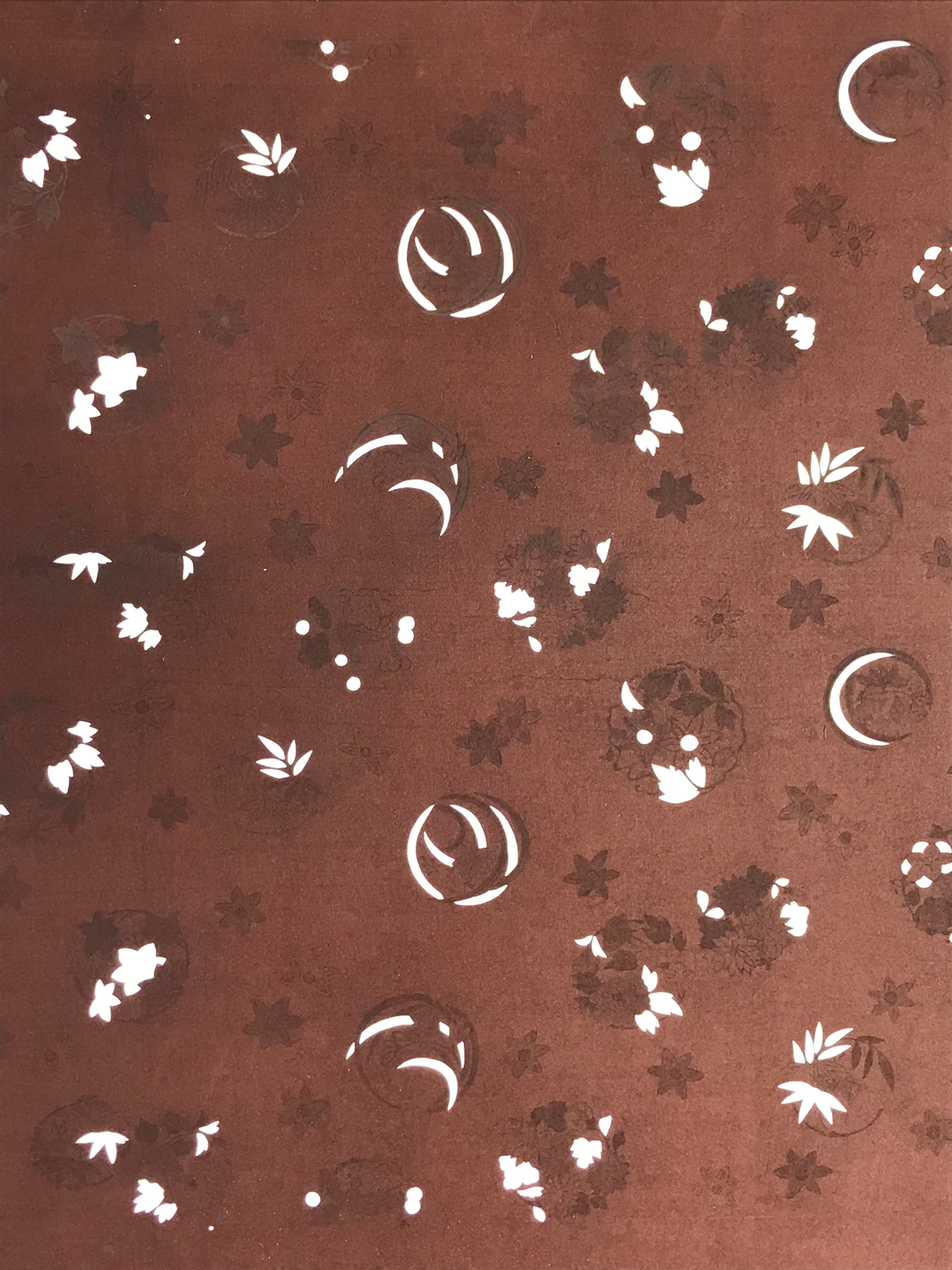 Antique Japanese Katagami Kimono Stencil Katazome Meiji Flower Design 4Y453