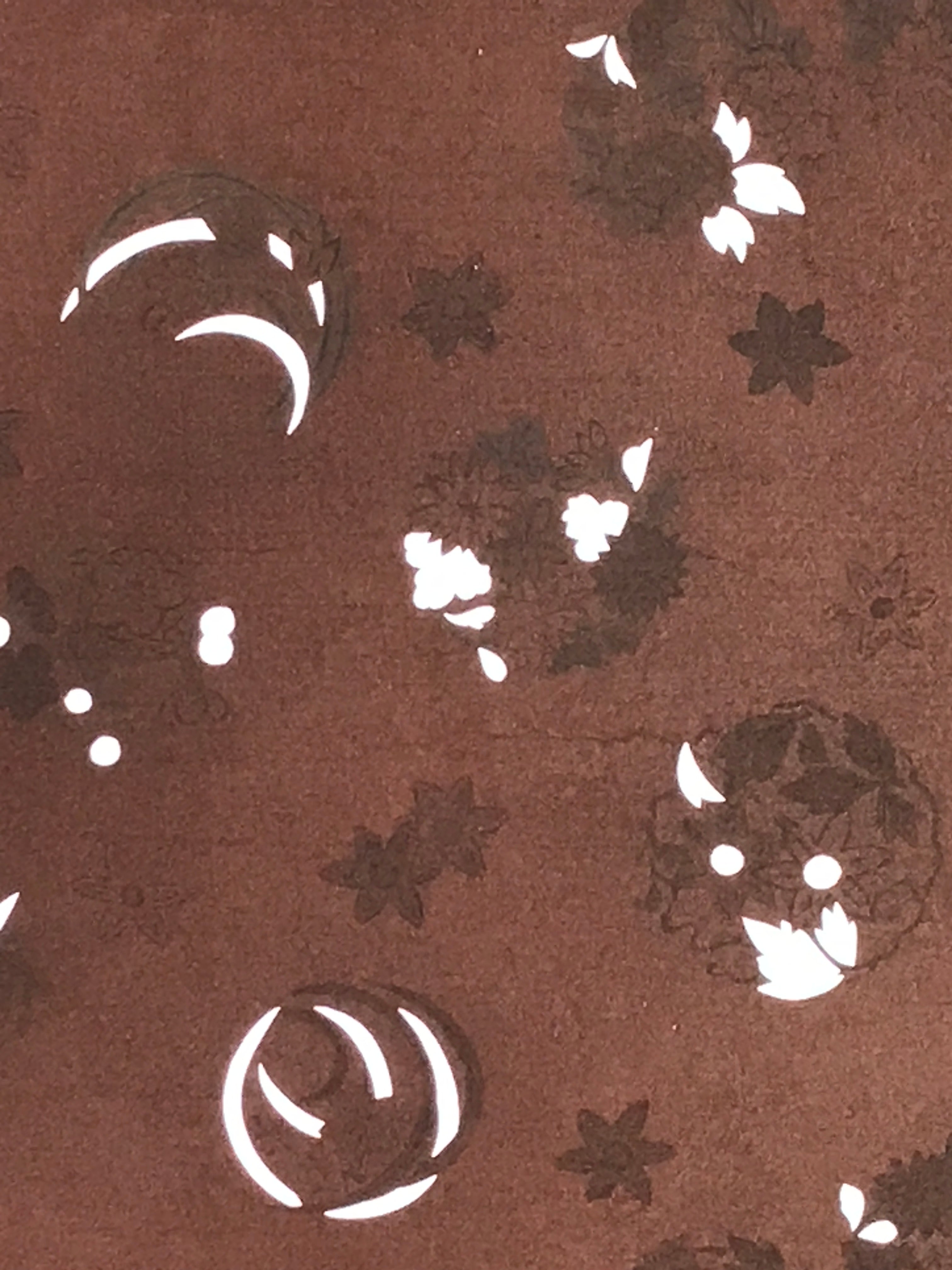 Antique Japanese Katagami Kimono Stencil Katazome Meiji Flower Design 4Y453