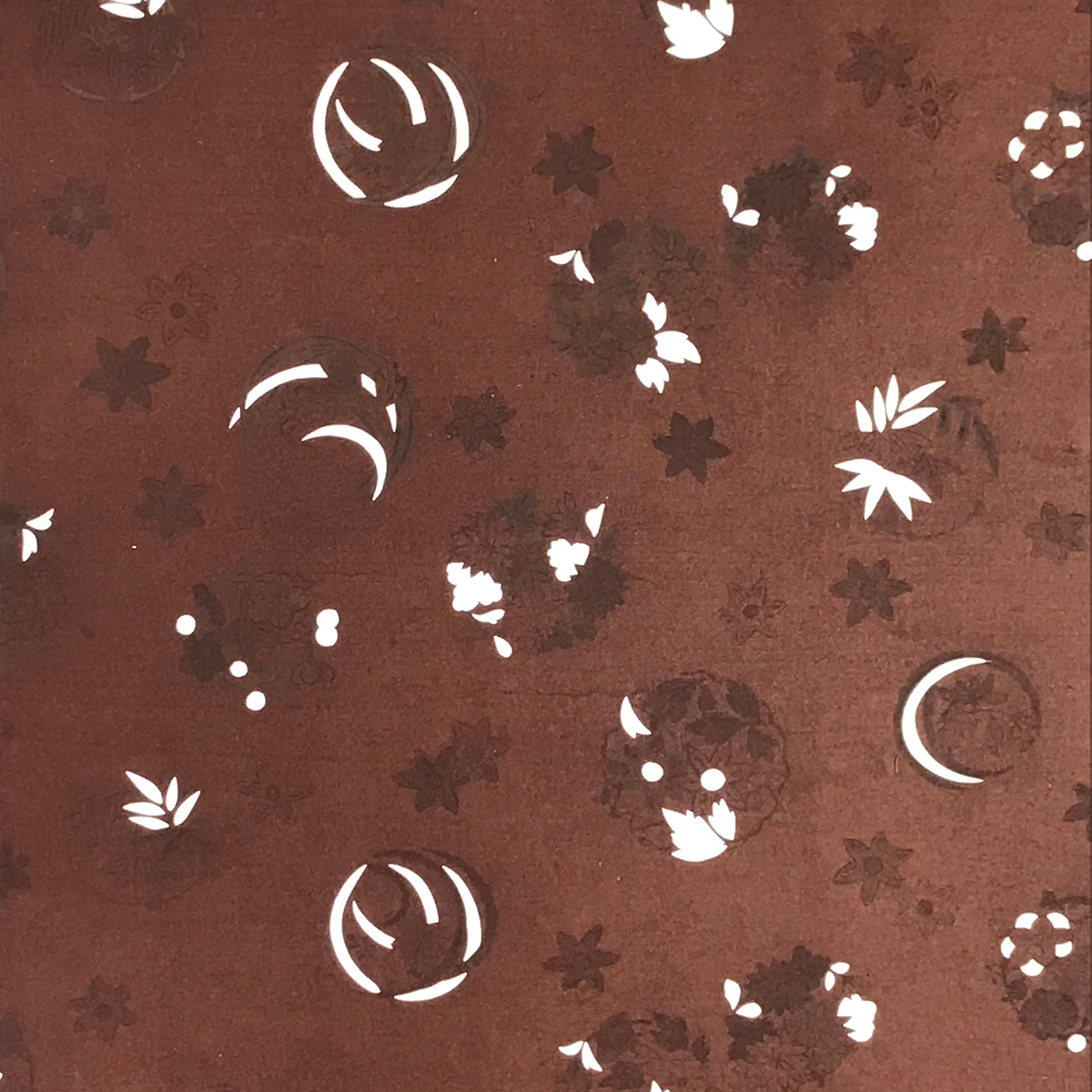 Antique Japanese Katagami Kimono Stencil Katazome Meiji Flower Design 4Y453