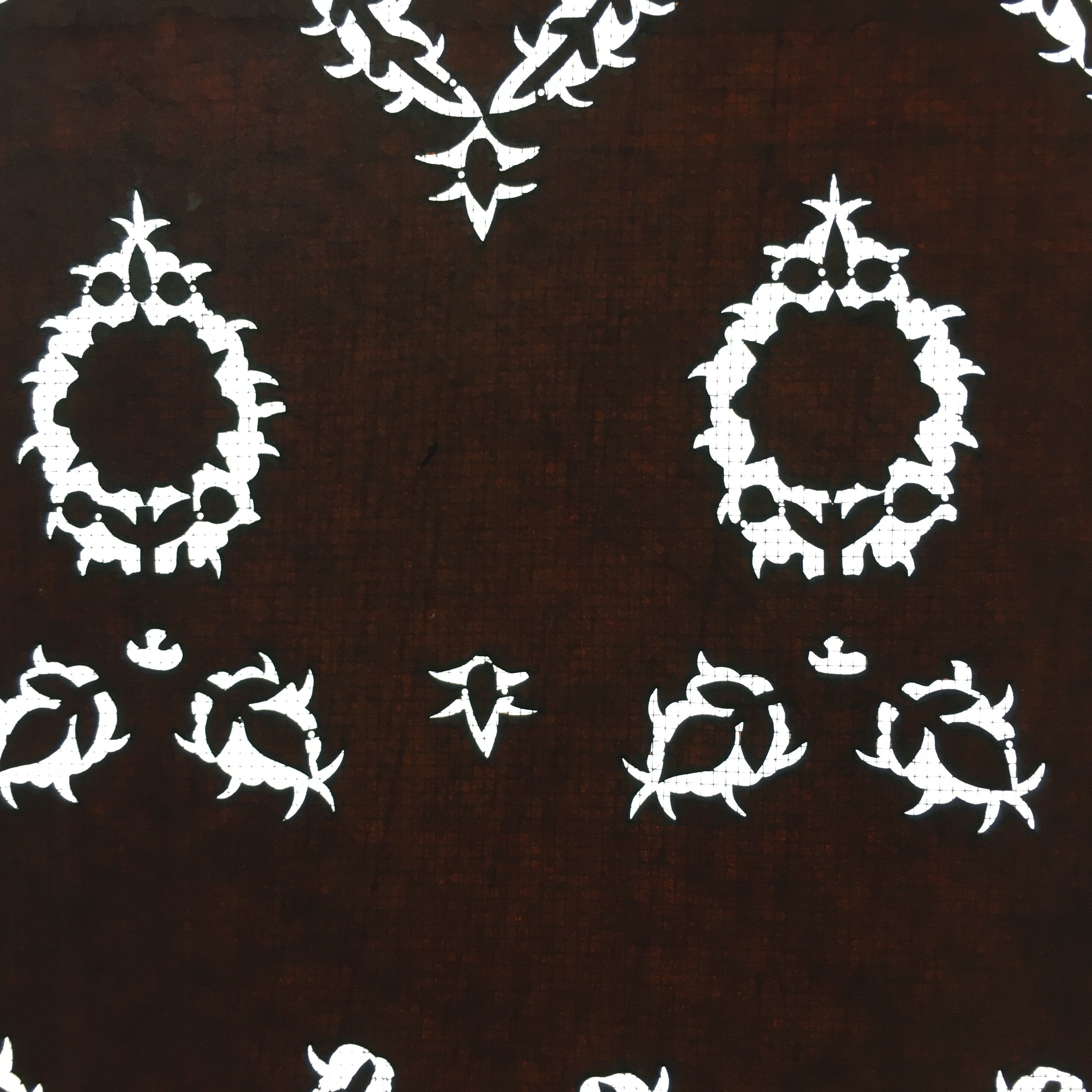 Antique Japanese Katagami Kimono Stencil Katazome Meiji Flower Floral Leaf C374