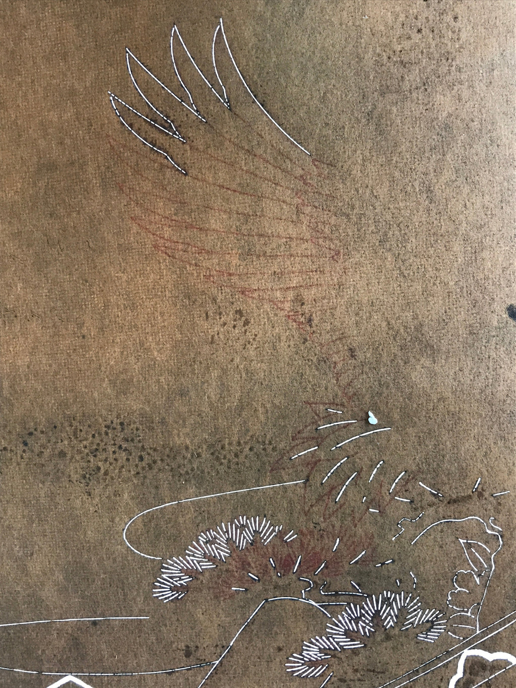 Antique Japanese Katagami Kimono Stencil Katazome Meiji Landscape 4Y441