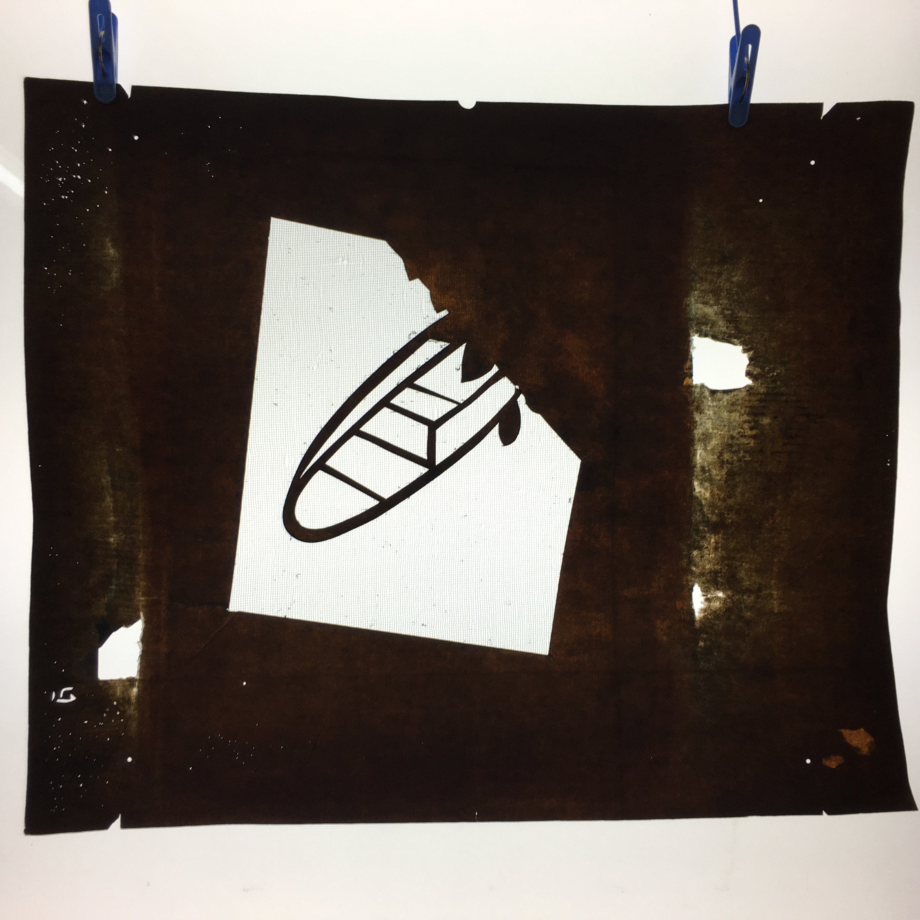 Antique Japanese Katagami Kimono Stencil Katazome Meiji Leaf Design 4Y165